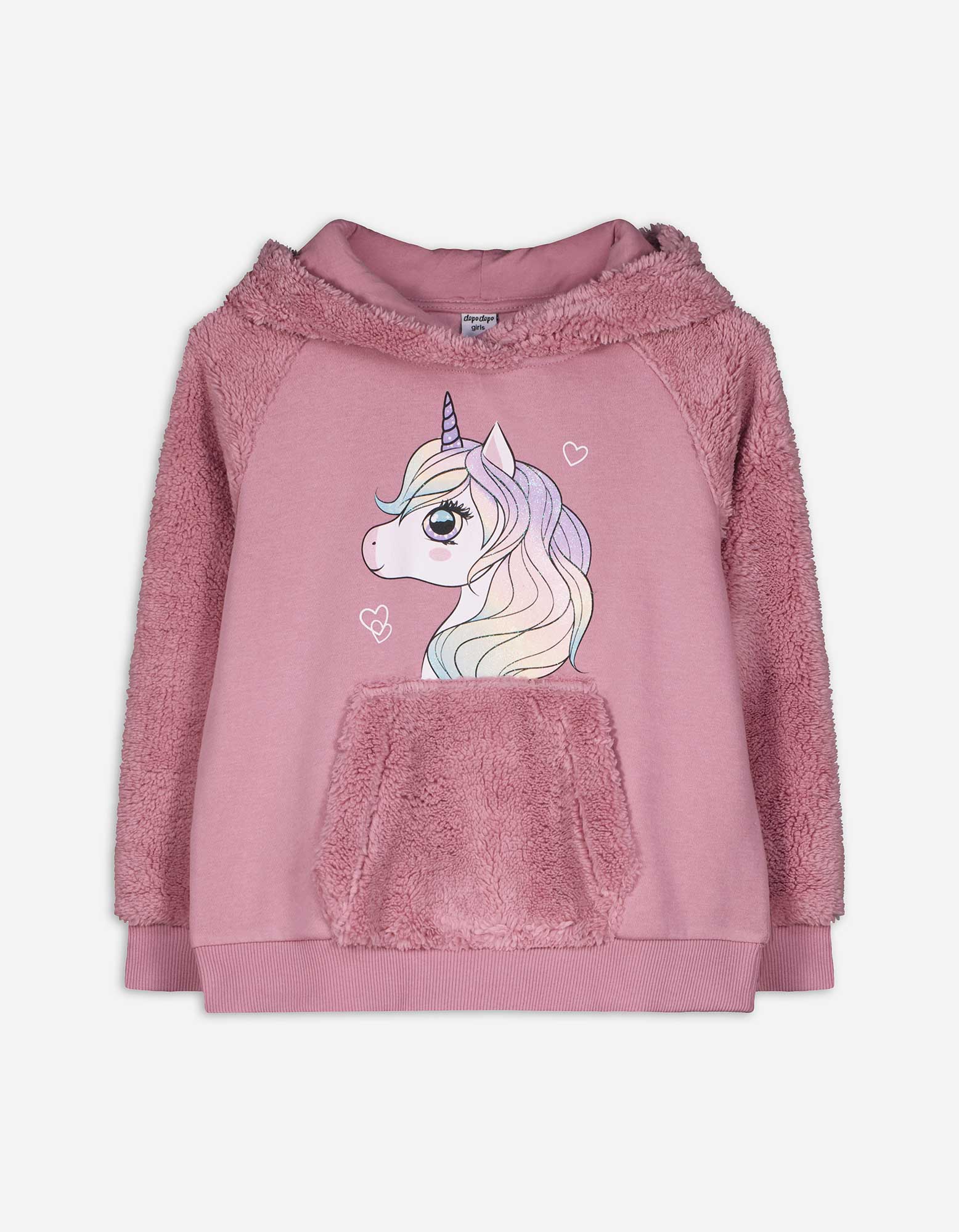 Kinder Hoodie - Glitzerprint, Takko, lila