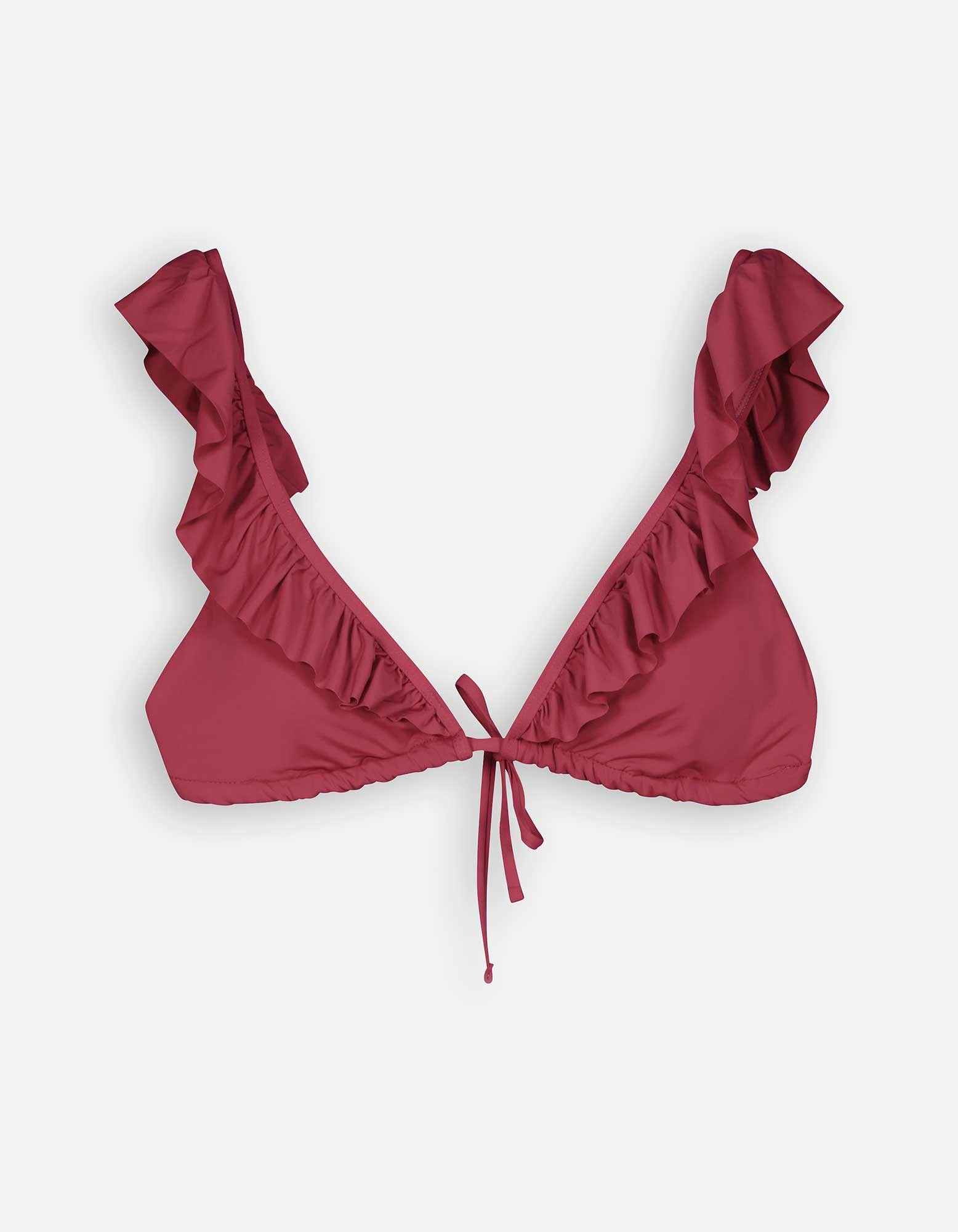 Damen Bikinitop - Volants, Takko, dunkelrot XS