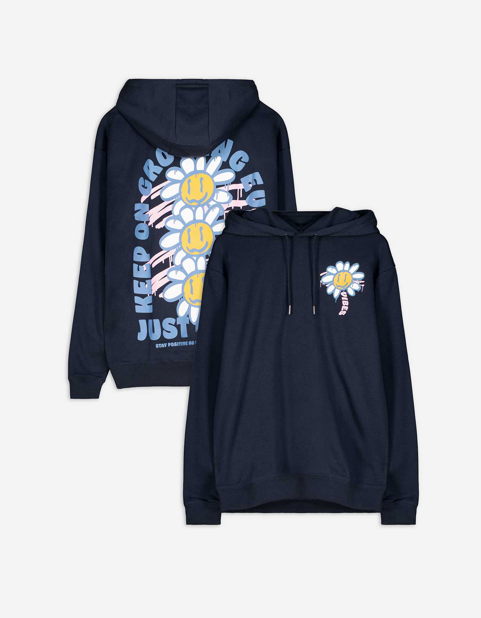 Herren Hoodie - Rückenprint - dunkelblau, Takko, dunkelblau L