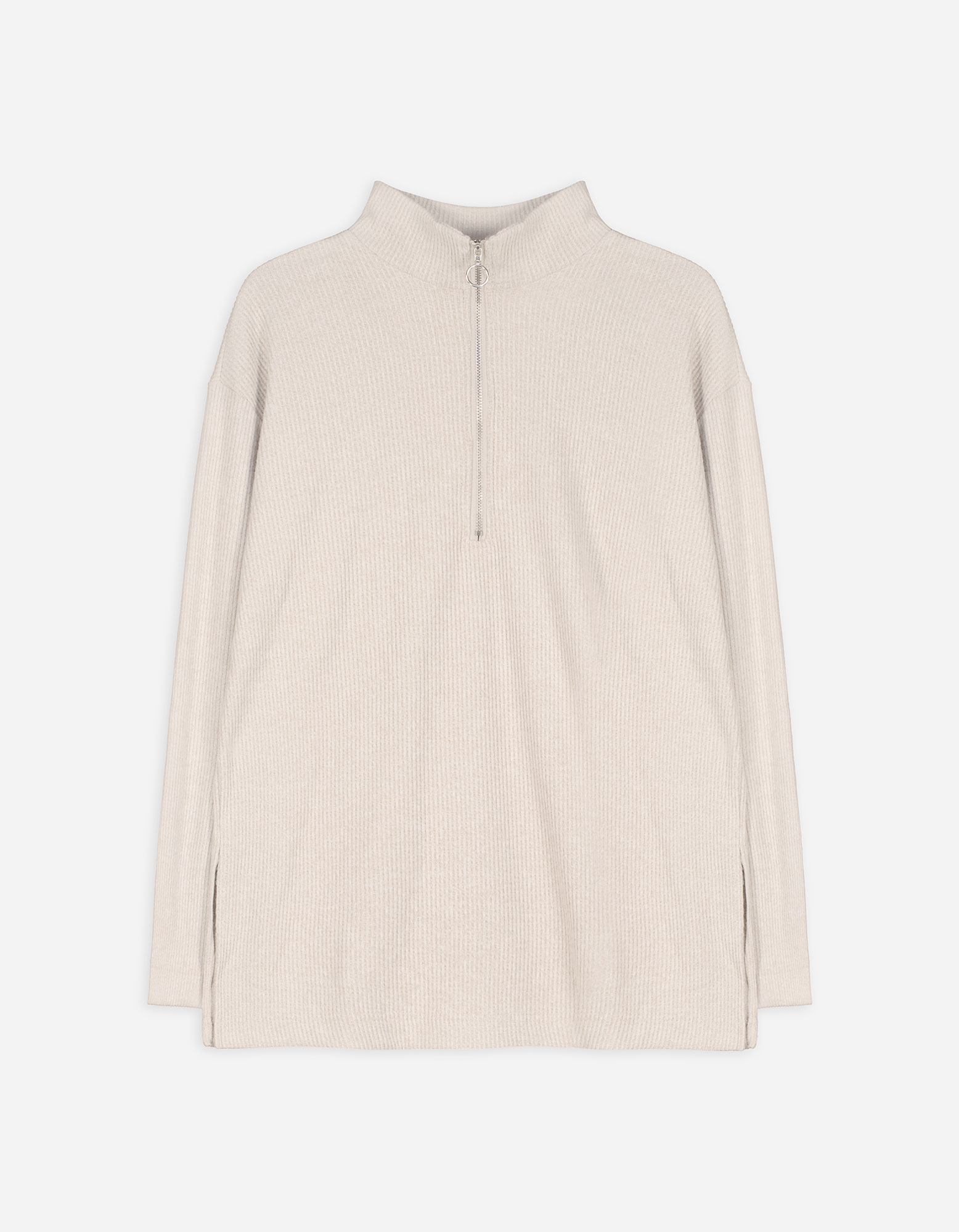 Damen Langarmshirt - Reißverschluss, Takko, beige S