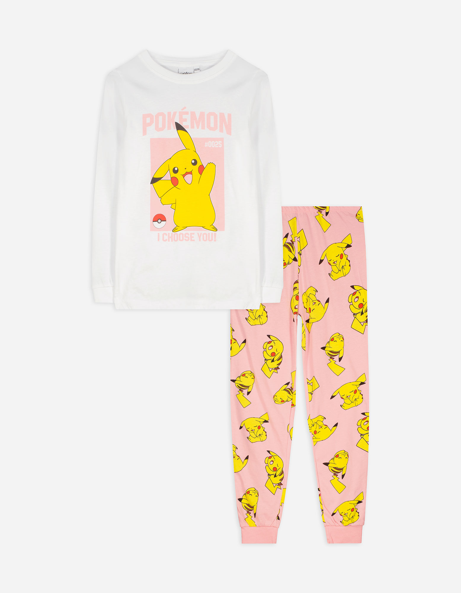 Kinder Pyjama Set aus Langarmshirt und Hose  - Pokémon - weiß, Takko, weiß