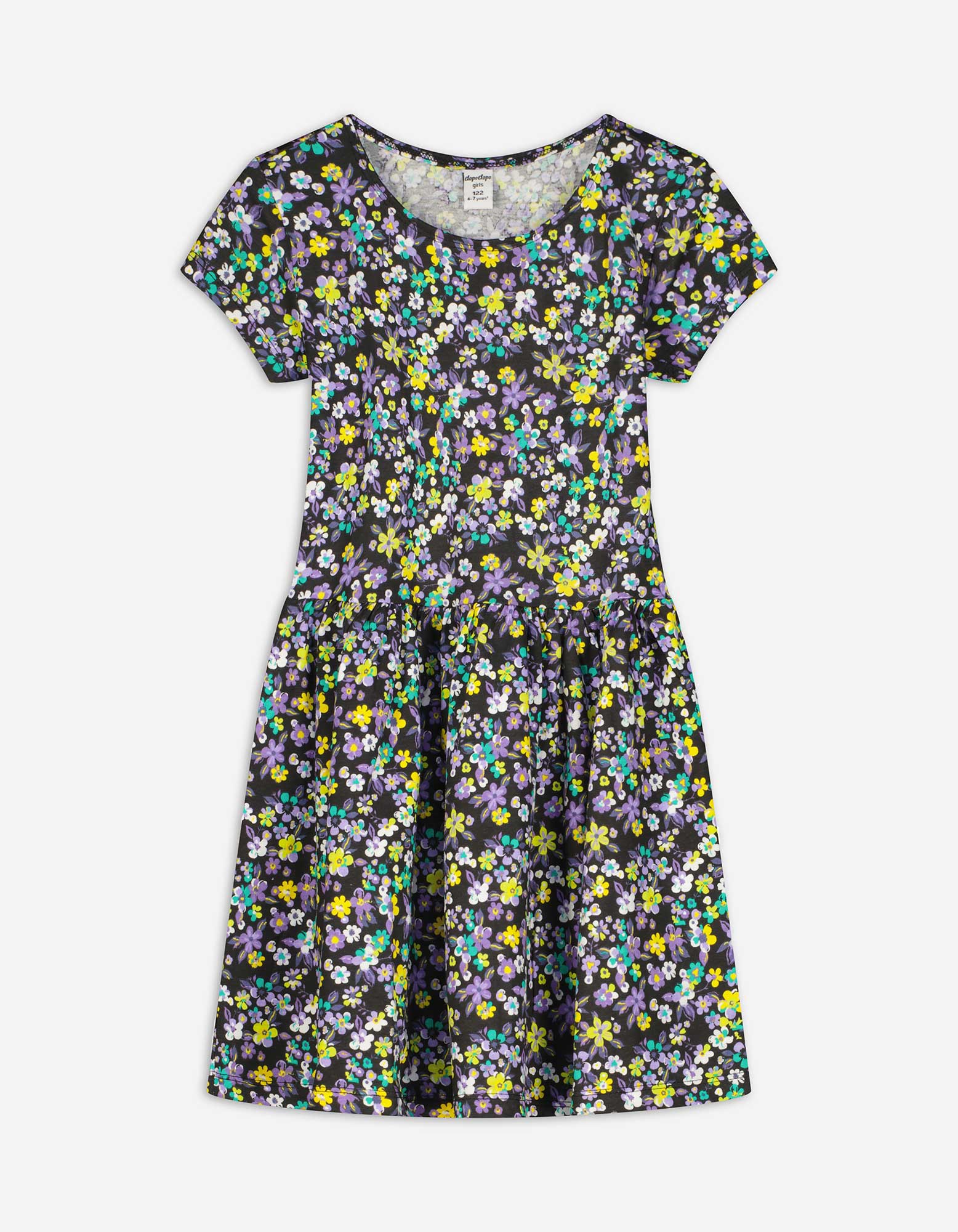 Kinder Kleid - Florales Muster, Takko, schwarz