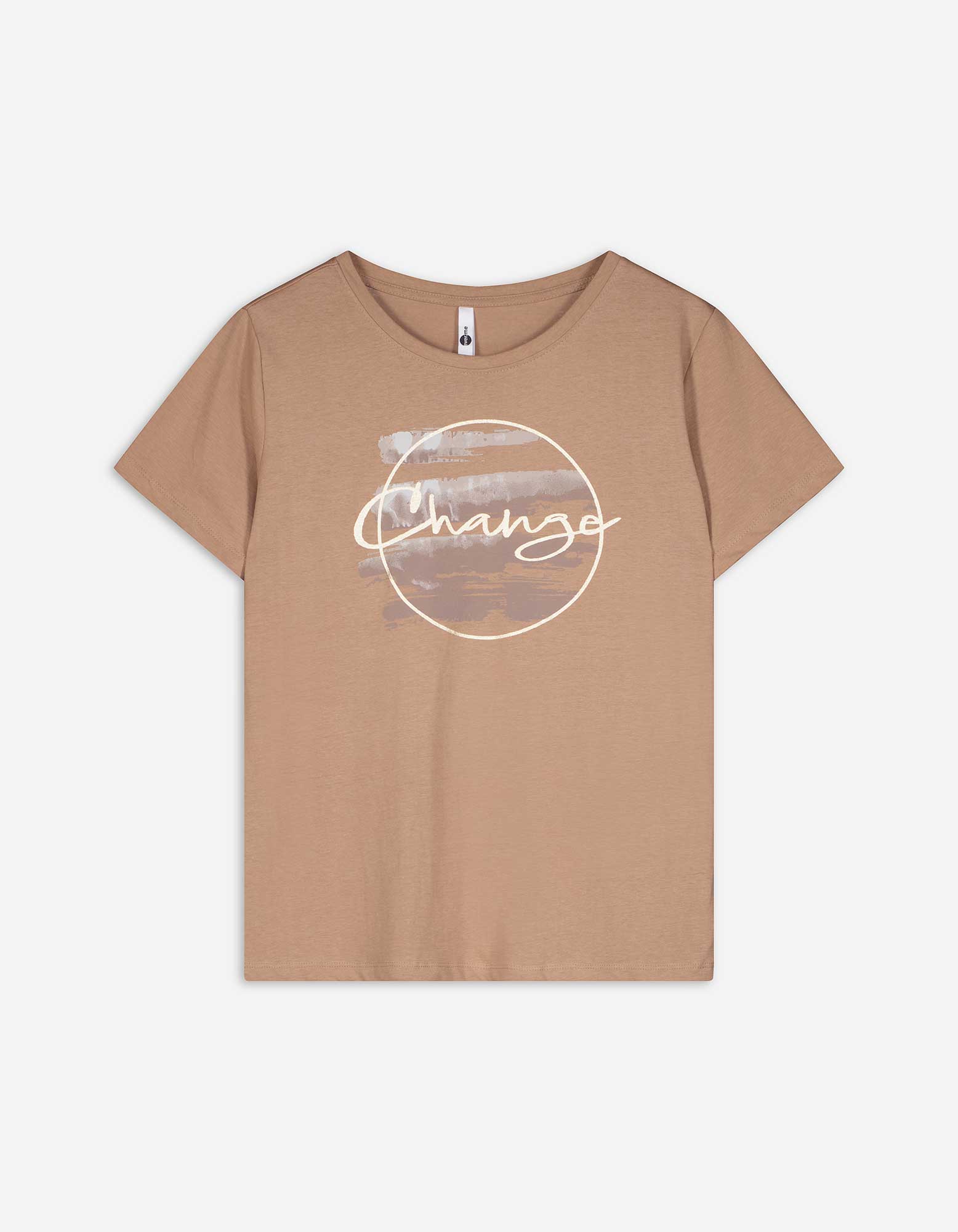 Damen T-Shirt - Glitzerprint - beige, Takko, beige XS