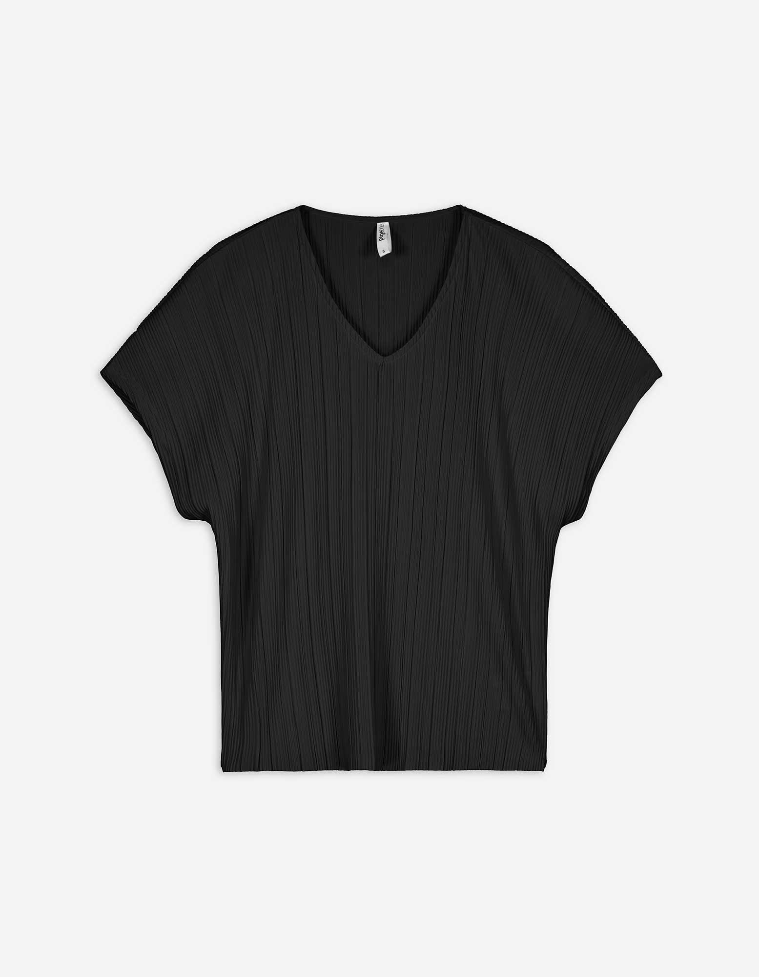 Damen T-Shirt - Plisseefalten, Takko, schwarz XS