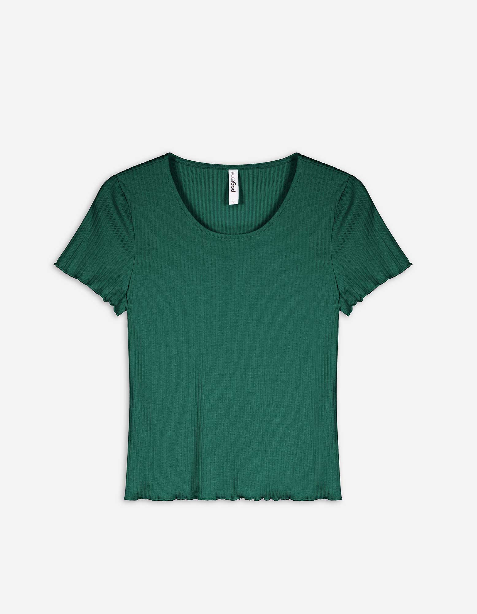 Damen T-Shirt - Muschelsaum, Takko, dunkelgrün S