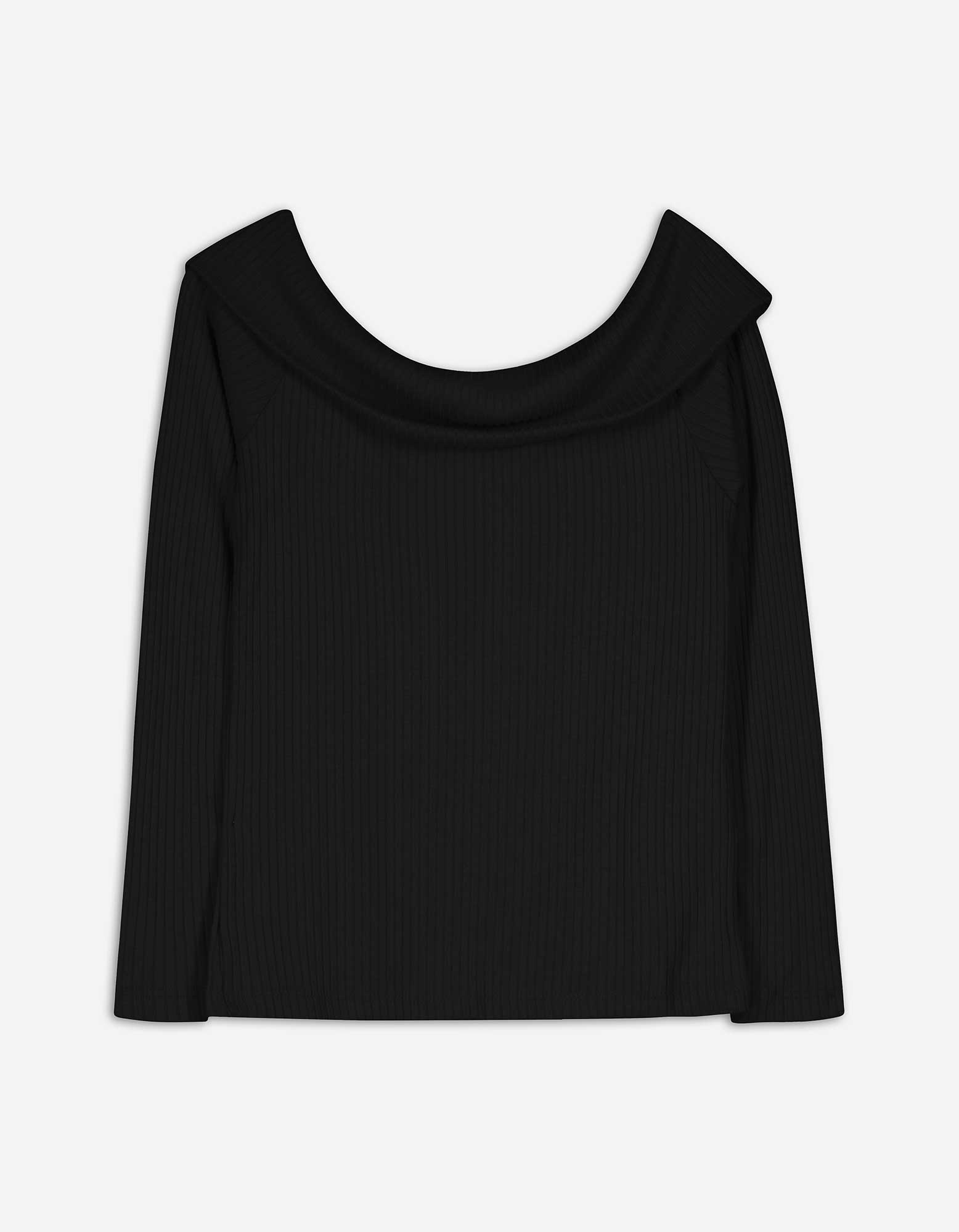 Damen Langarmshirt - Carmen-Ausschnitt, Takko, schwarz XXL