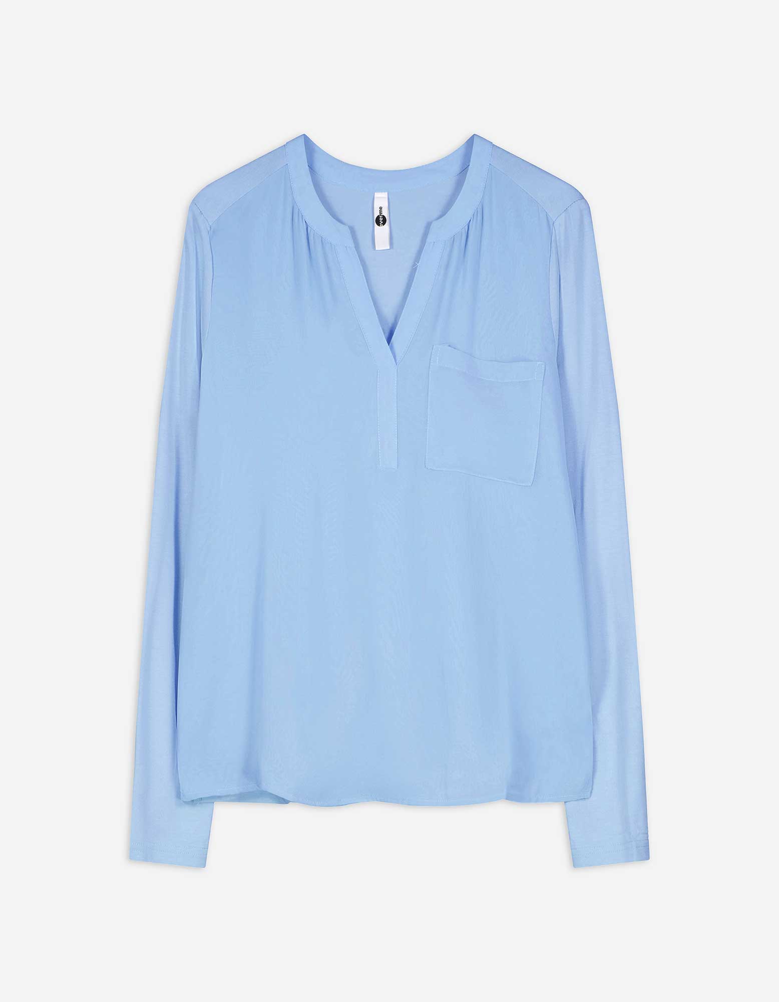 Damen Blusenshirt - V-Ausschnitt - hellblau, Takko, hellblau 42