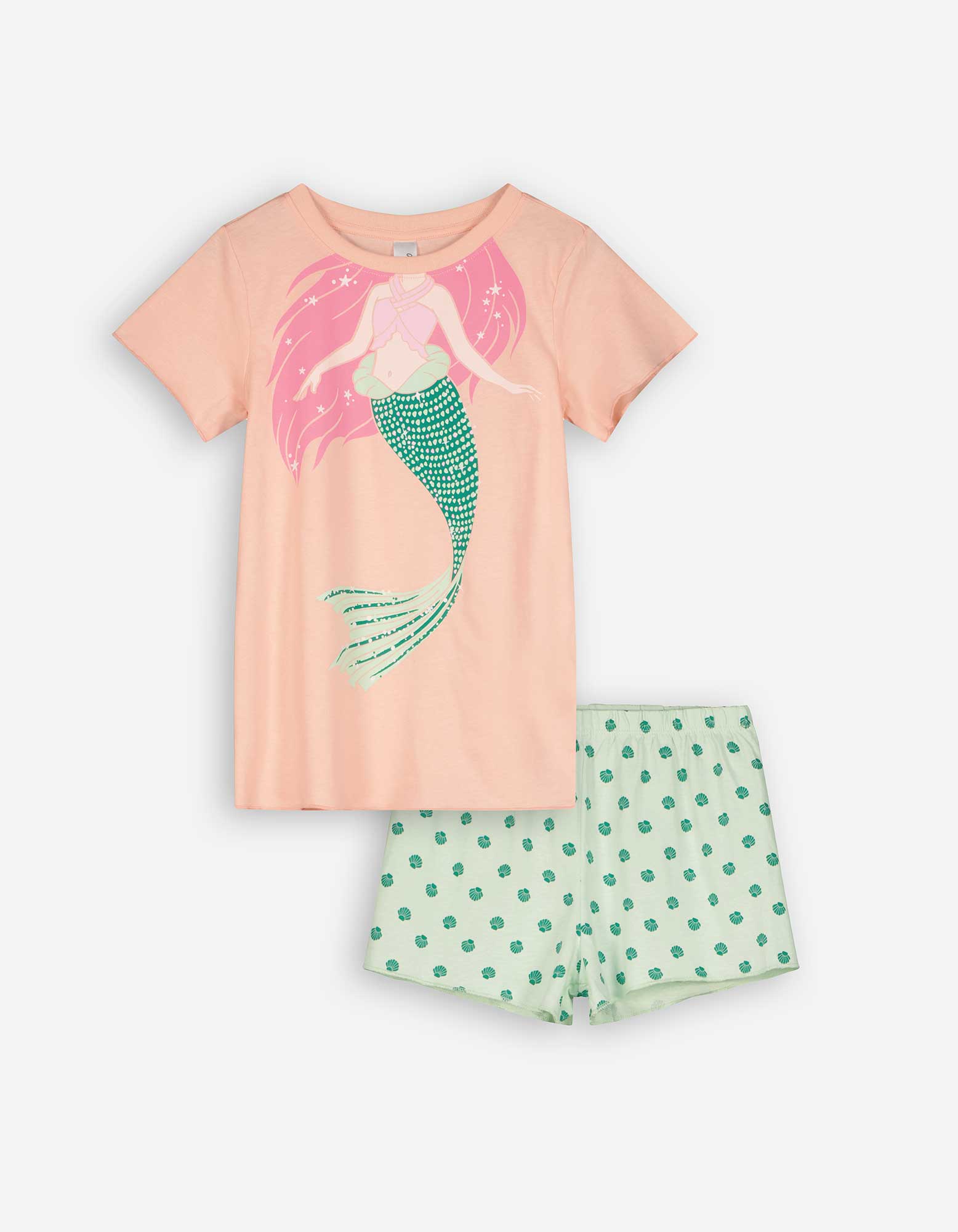 Kinder Pyjama Set aus Shirt und Shorts - Print, Takko, bronzefarben