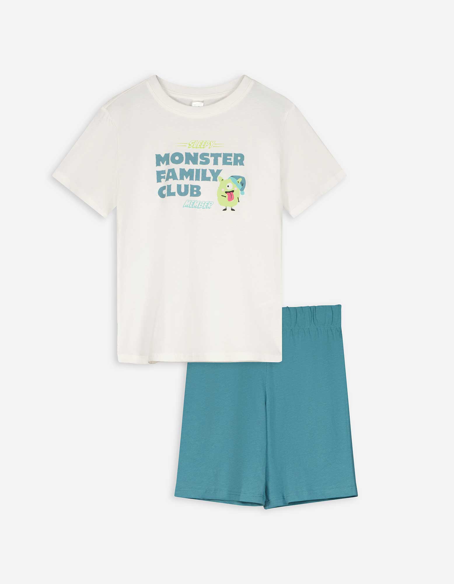 Kinder Pyjama Set aus Shirt und Shorts - Print, Takko, türkis