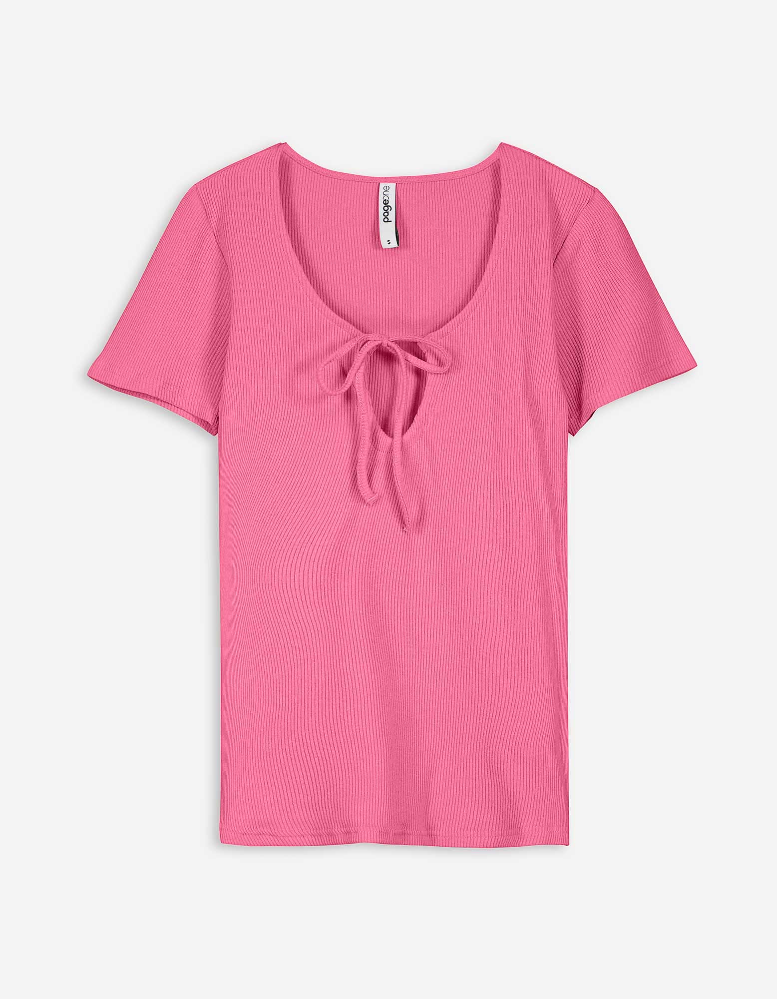 Damen T-Shirt - Schlüsselloch-Ausschnitt, Takko, pink XS