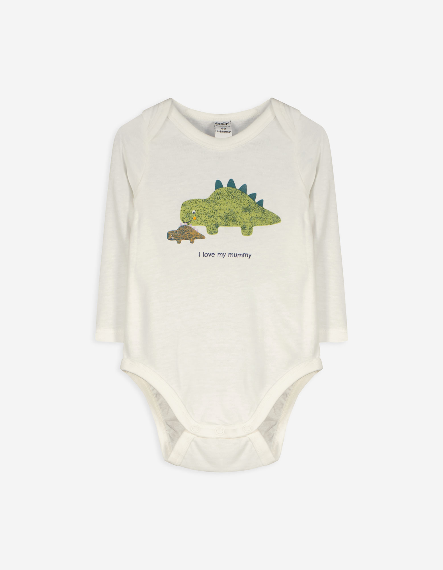 Baby Langarmbody - Dinosaurier, Takko, weiß