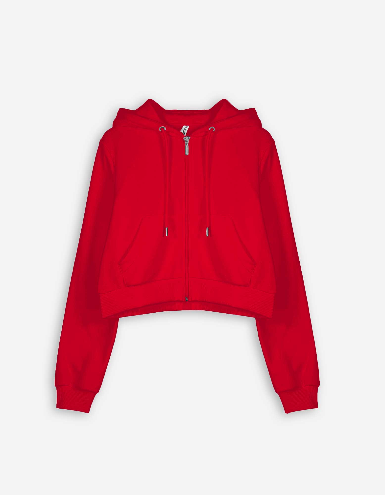 Damen Cropped Sweatjacke - Kapuze mit Tunnelzug - rot, Takko, rot XS