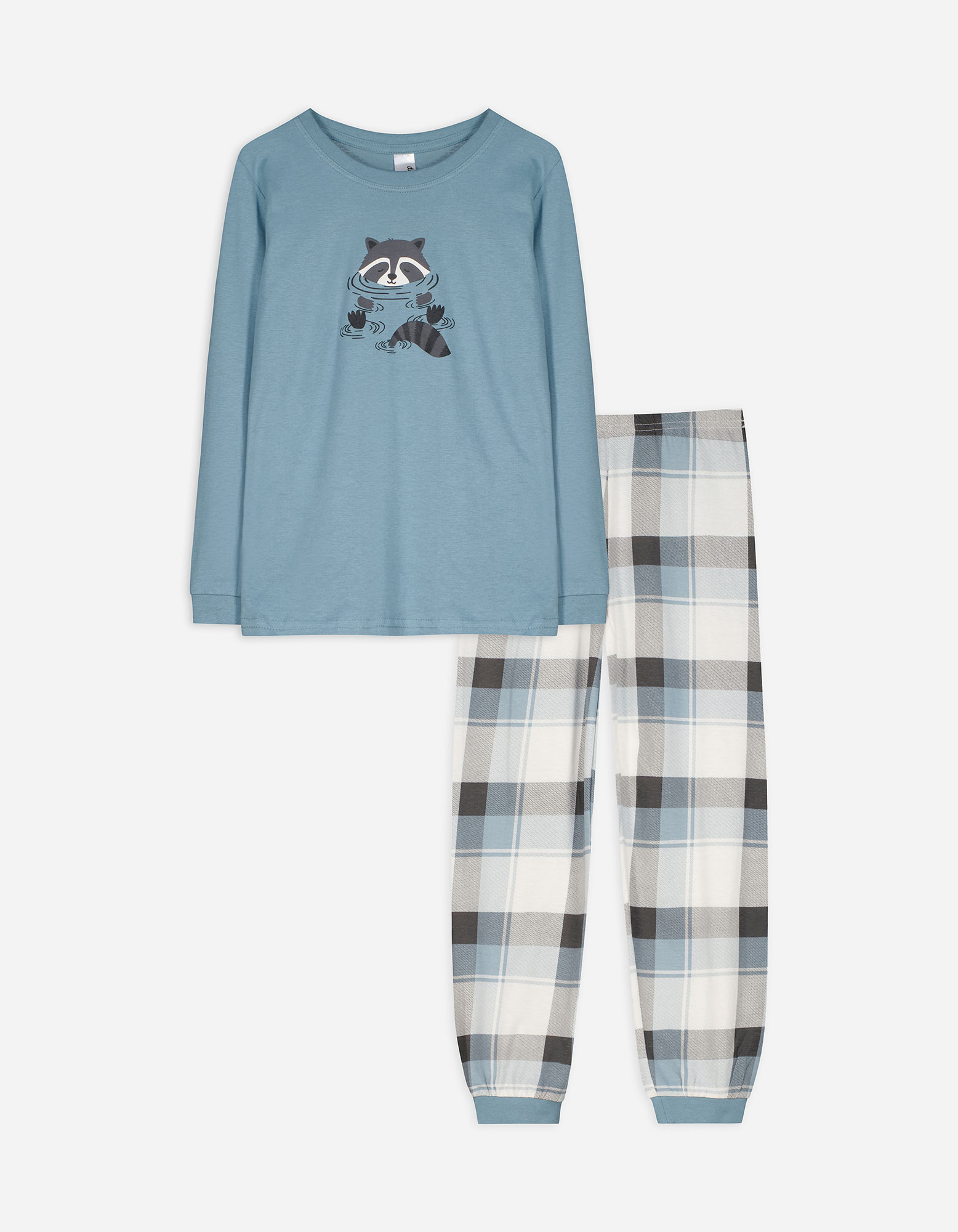 Kinder Pyjama Set aus Langarmshirt und Hose  - Print - blau, Takko, blau