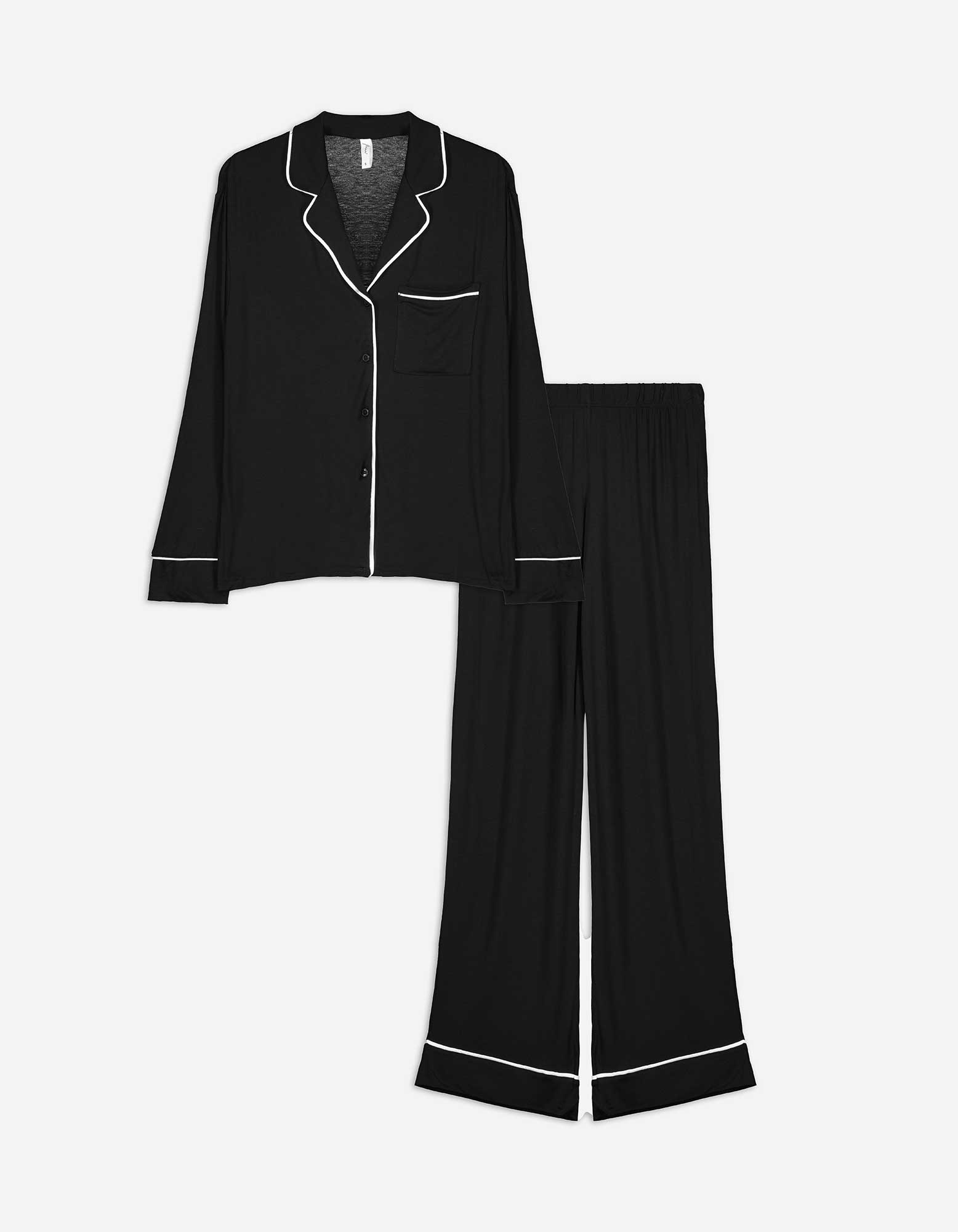 Damen Pyjama Set aus Shirt und Hose - Viskose-Mix - schwarz, Takko, schwarz M