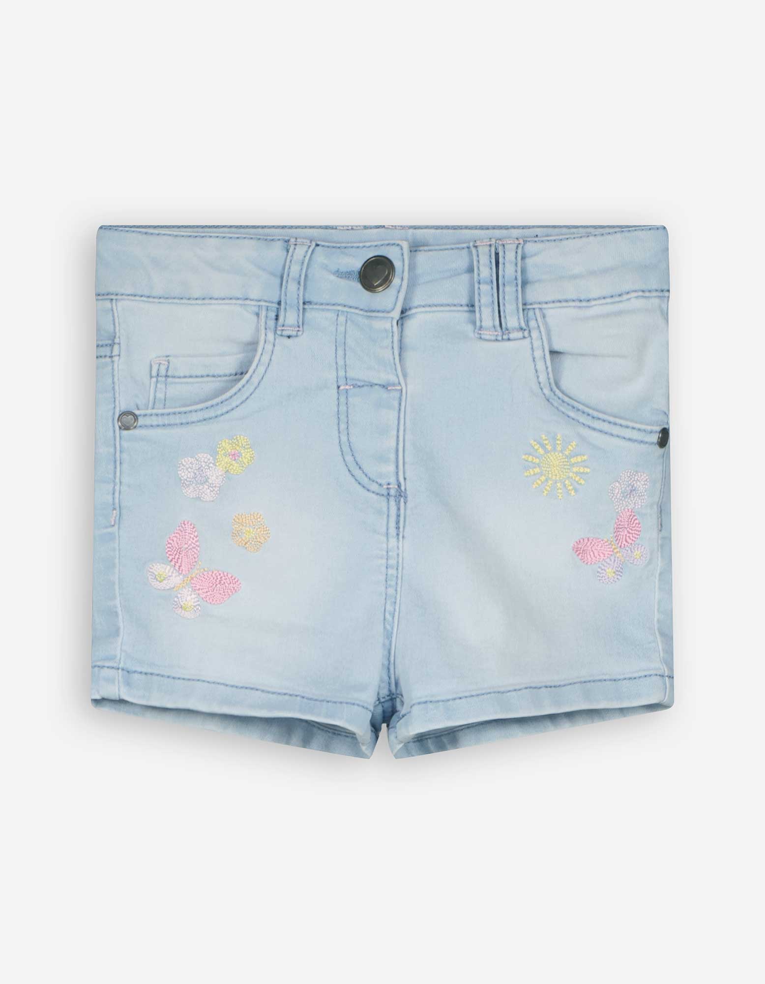 Baby Jeansshorts - Stickereien, Takko, hellblau