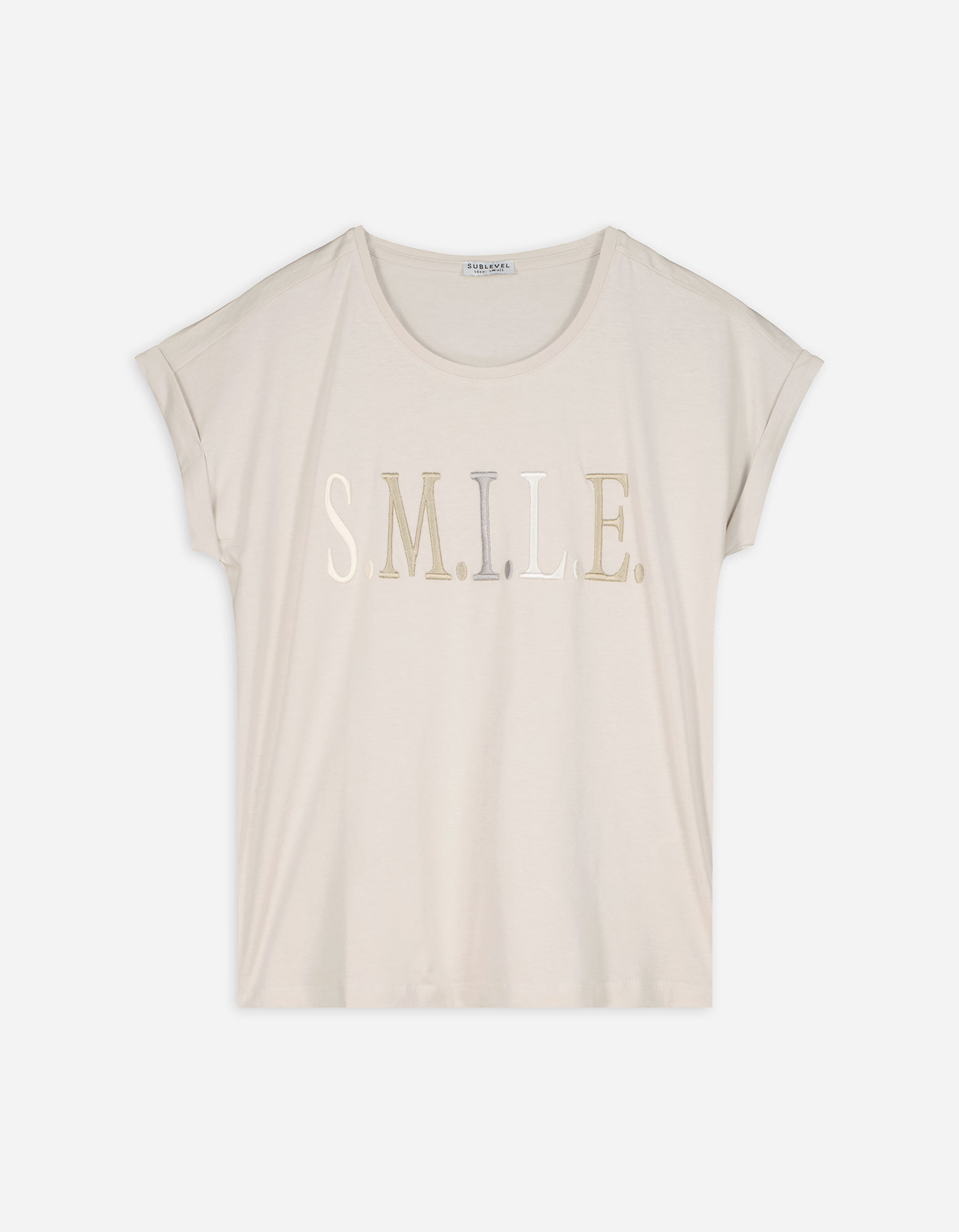 Damen T-Shirt - Stickereien, Takko, beige XS