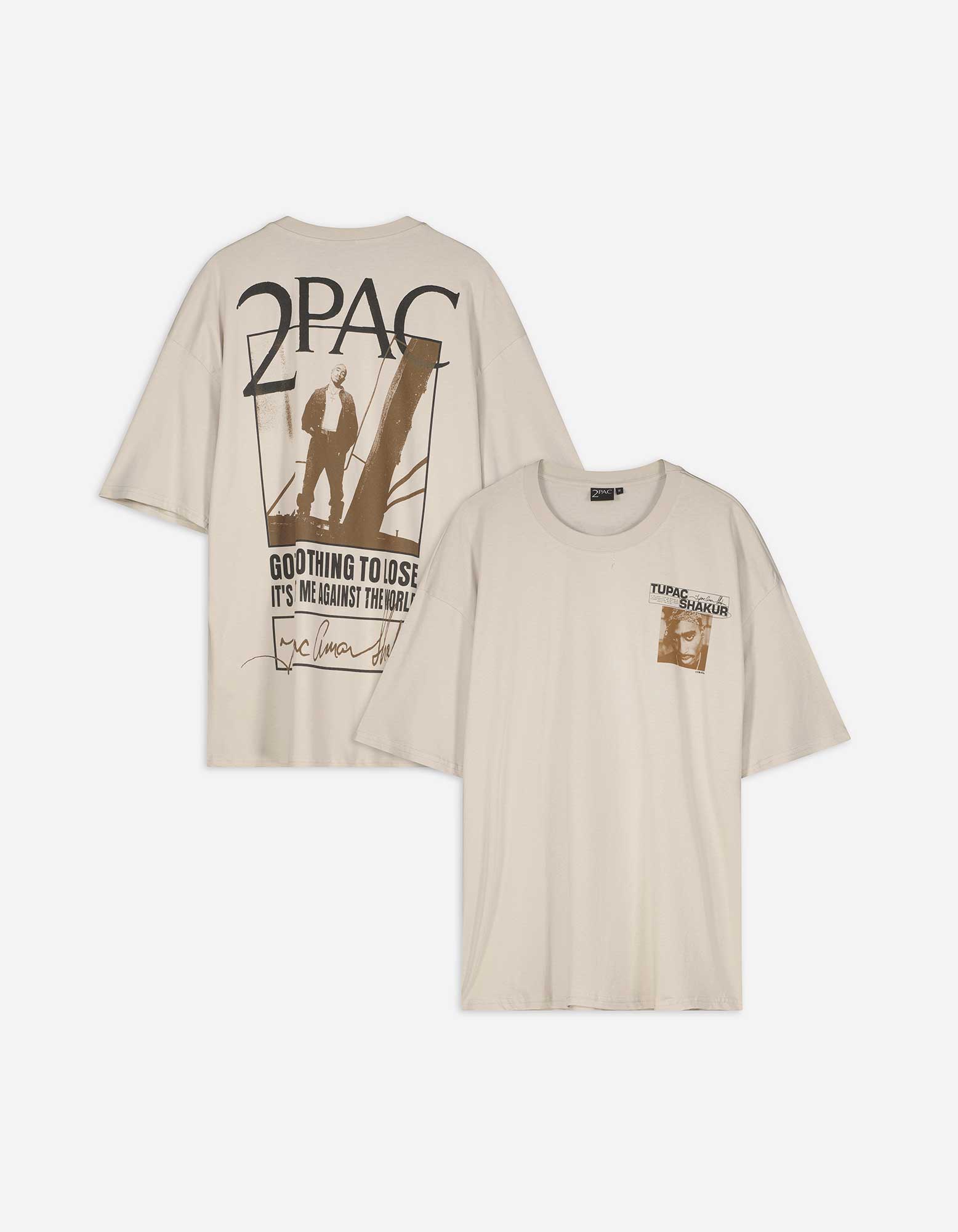 Herren T-Shirt - 2Pac, Takko, beige XXL