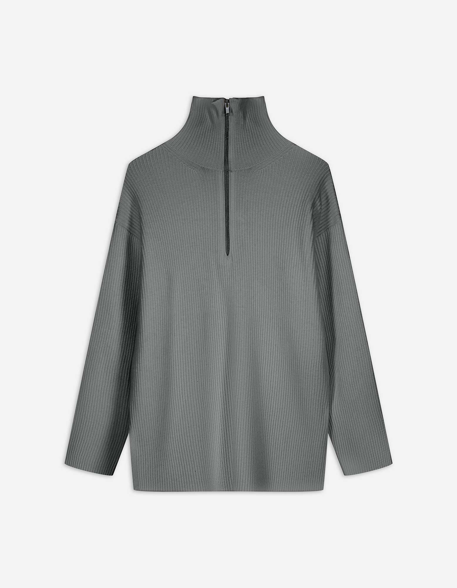 Damen Pullover - Reißverschluss - grau, Takko, grau M