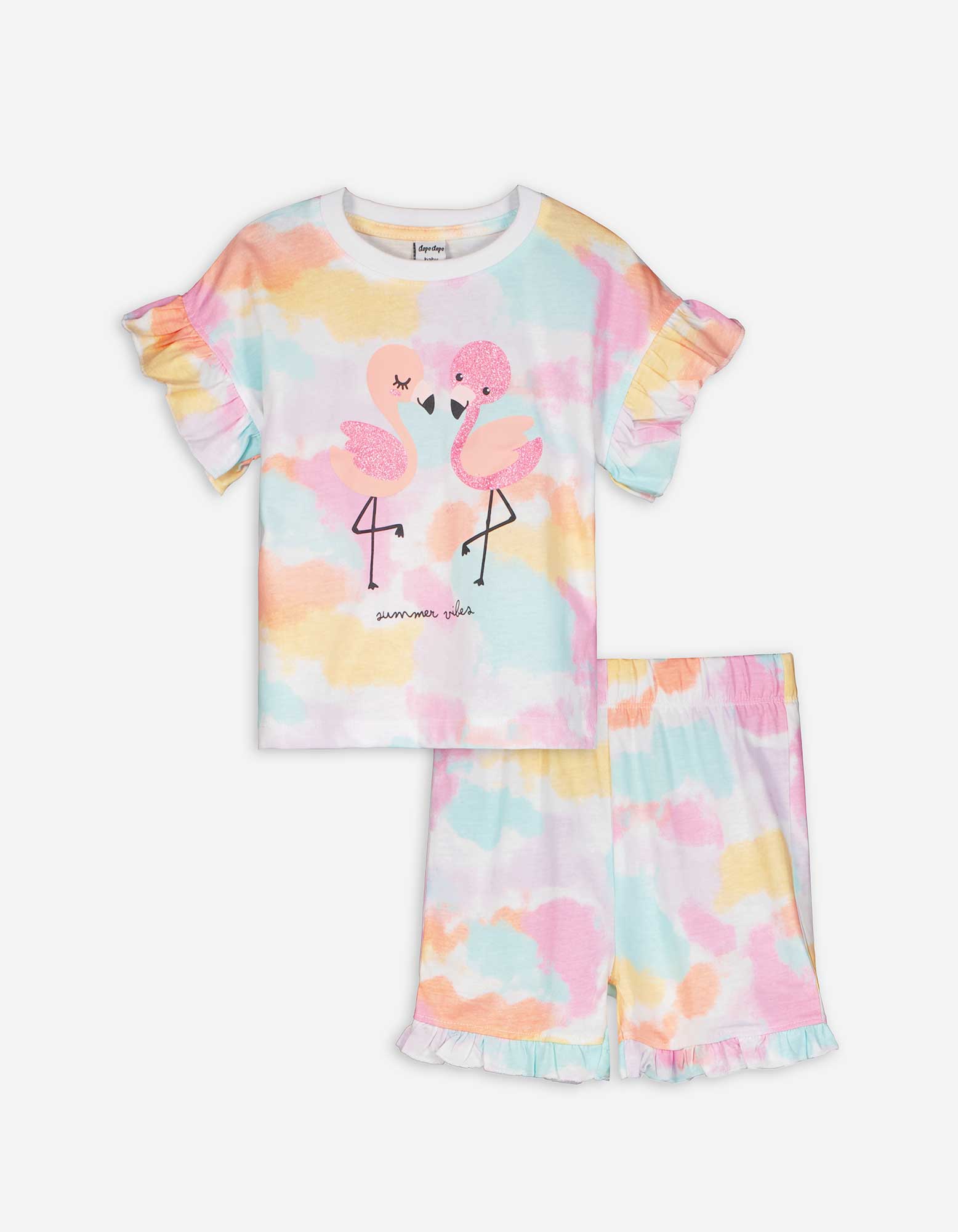 Baby Set aus Shirt und Hose - Glitzerprint, Takko, weiß