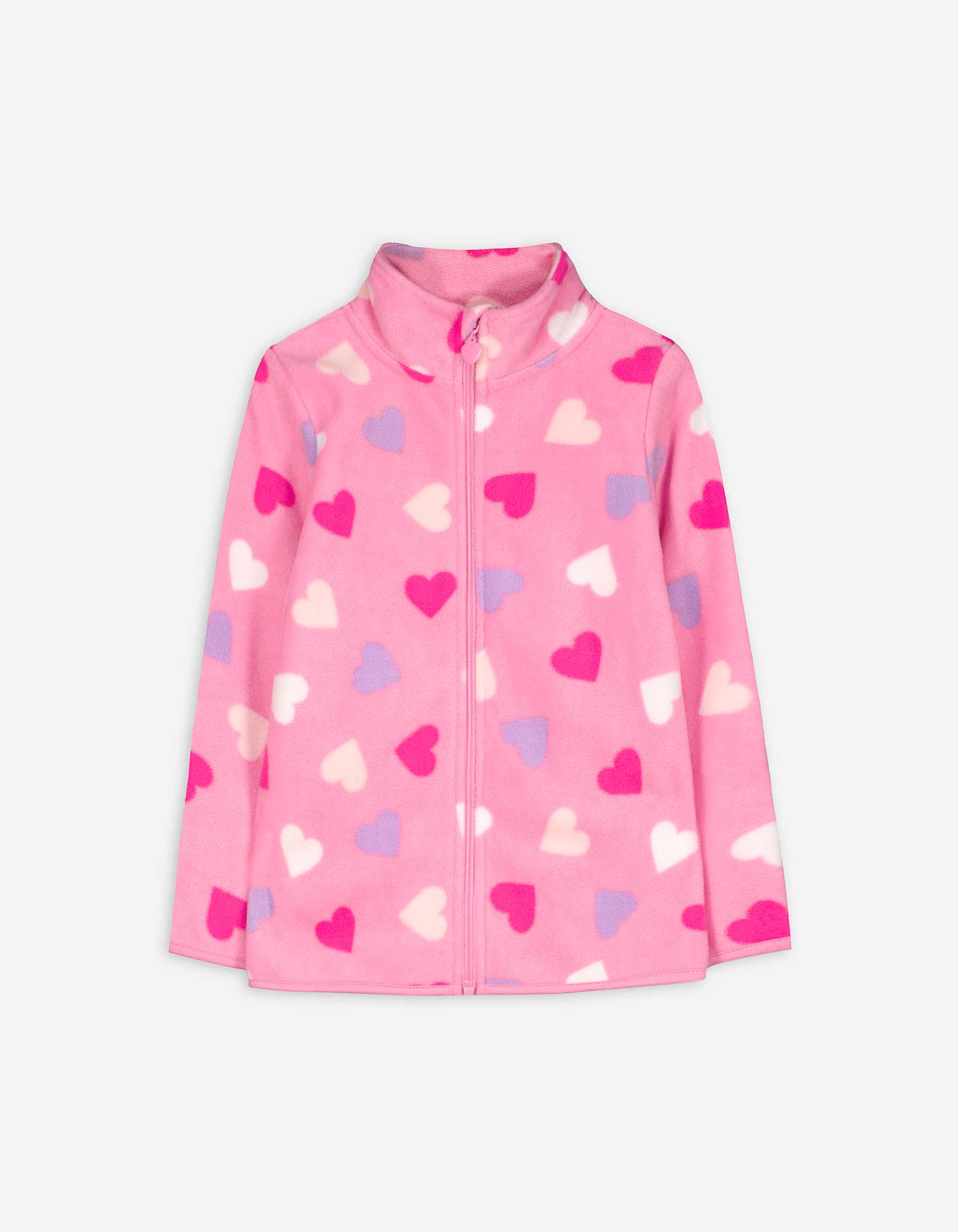 Kinder Fleecepullover - Allover-Print, Takko, pink