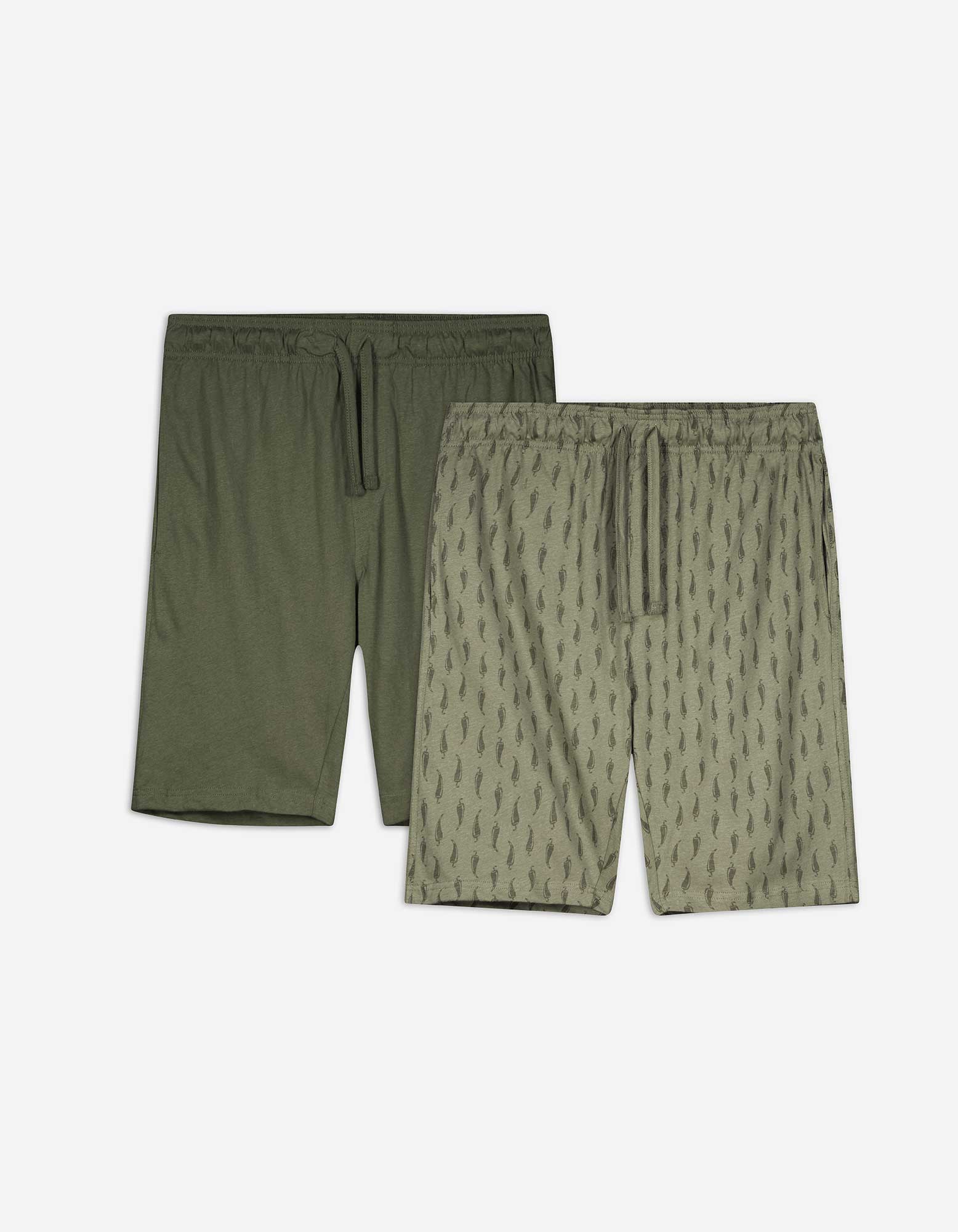 Herren Pyjamashorts - 2er-Pack, Takko, dunkelgrün XL