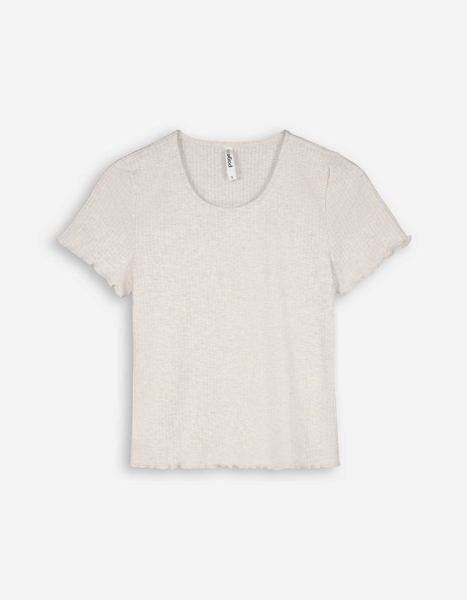 Damen T-Shirt - Muschelsaum, Takko, beige XL