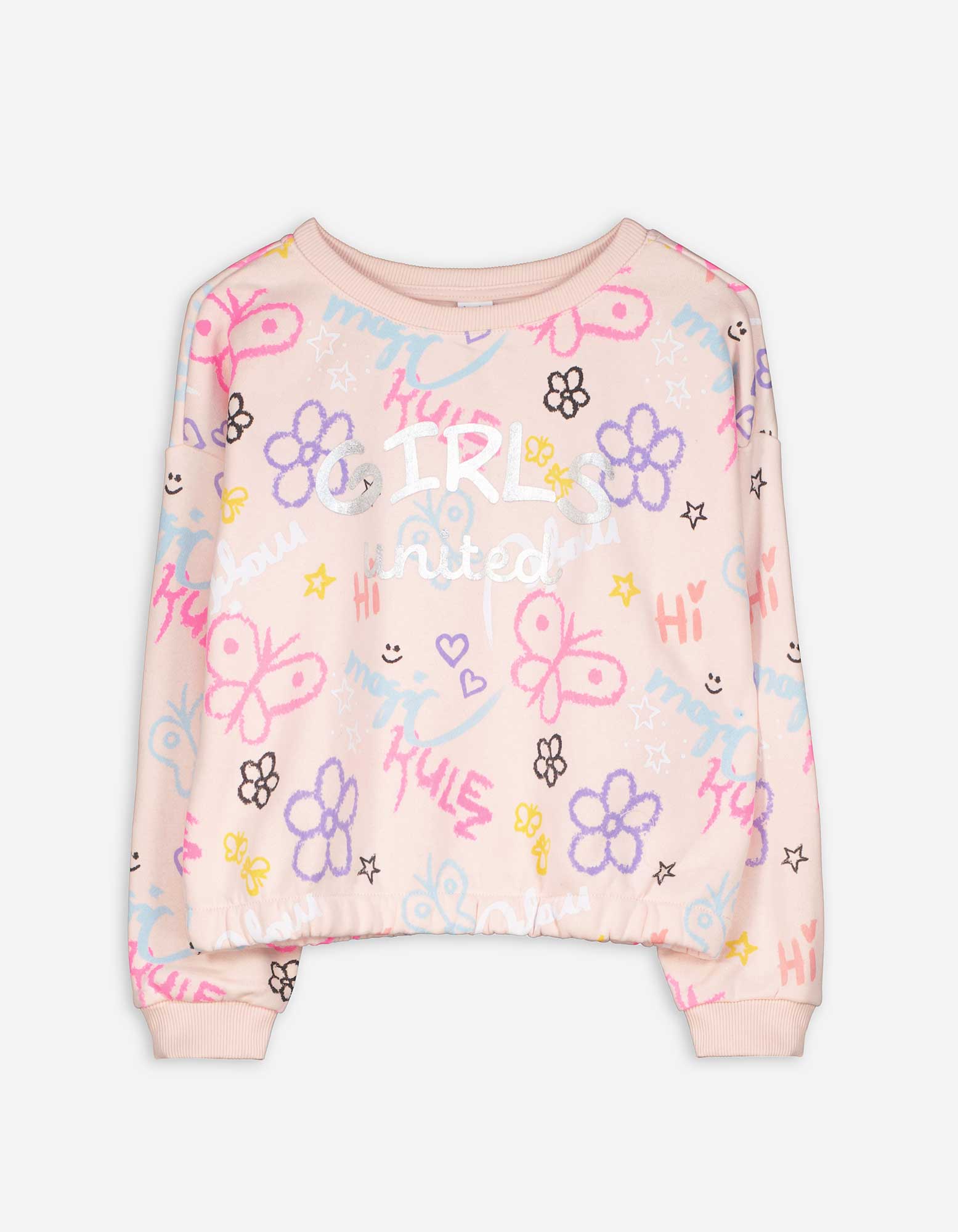 Kinder Sweatshirt - Glitzerprint - rosa, Takko, rosa