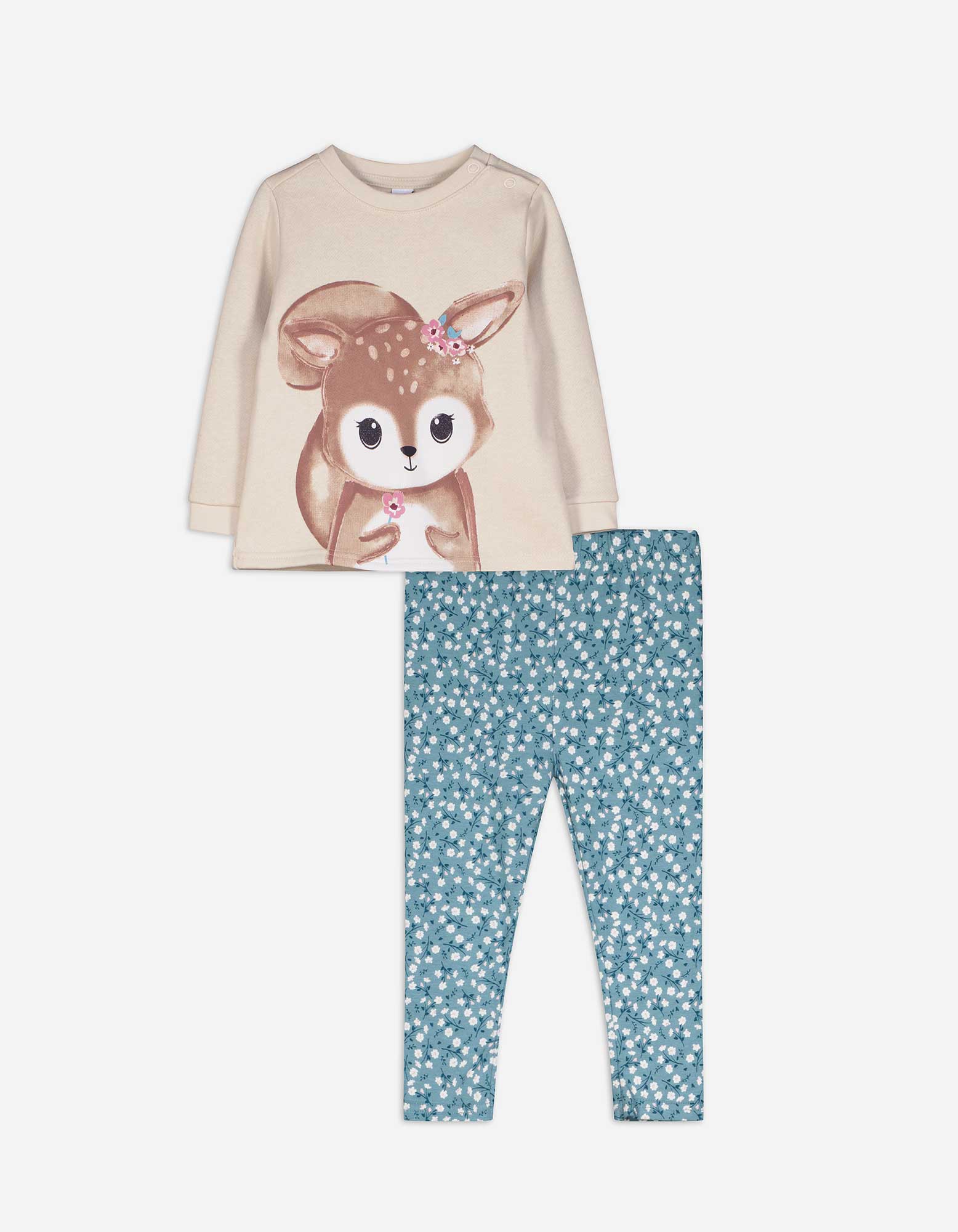 Baby Set aus Sweatshirt und Leggings - Print, Takko, beige