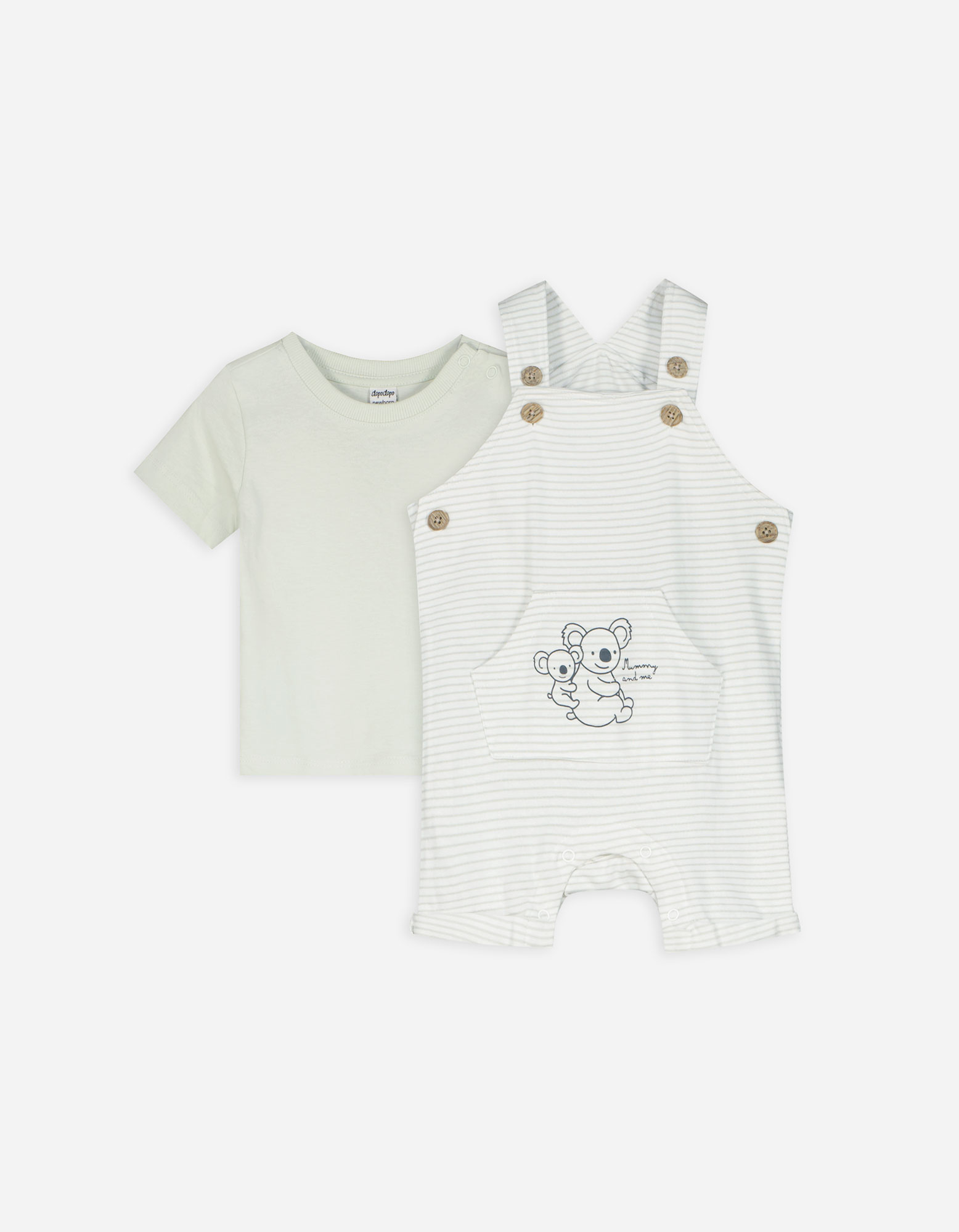 Baby Set aus Shirt und Strampler - Print, Takko, grün