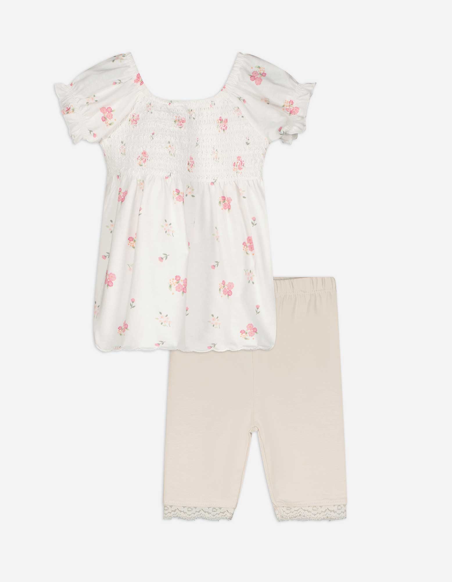 Baby Set aus Kleid und Leggings - Spitzenbesatz, Takko, weiß