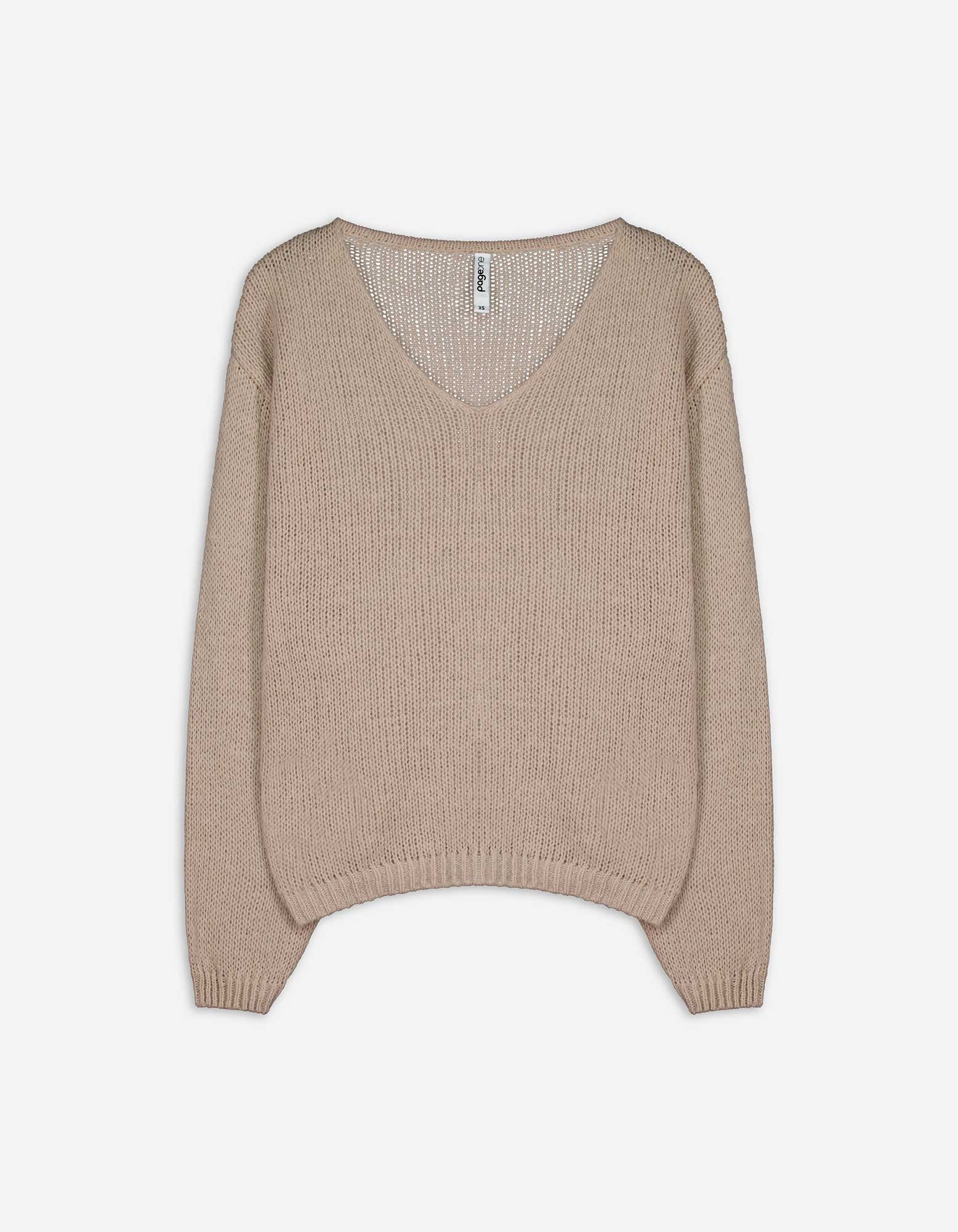 Damen Strickpullover - V-Ausschnitt - beige, Takko, beige L