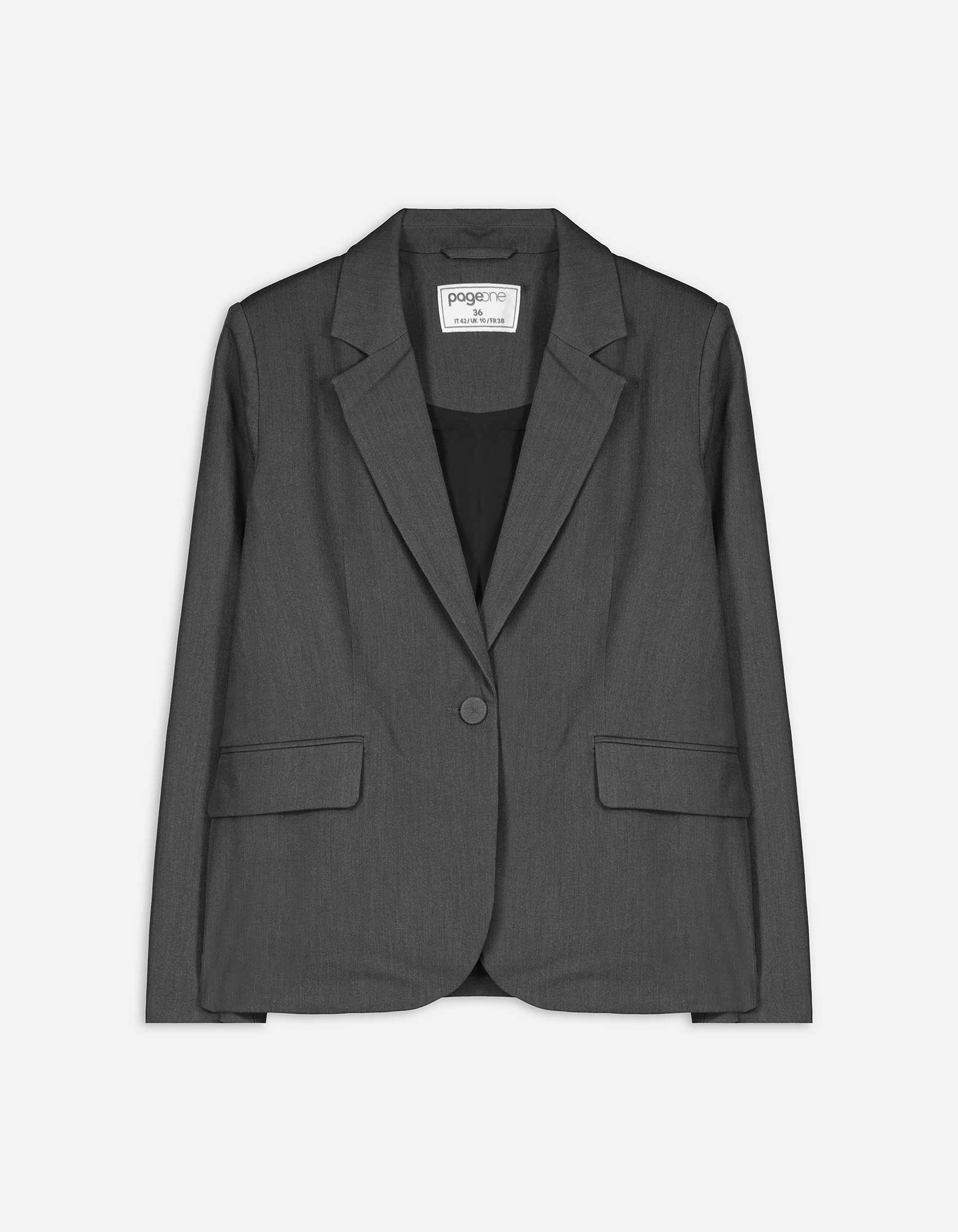 Damen Blazer - Schulterpolster, Takko, dunkelgrau 46