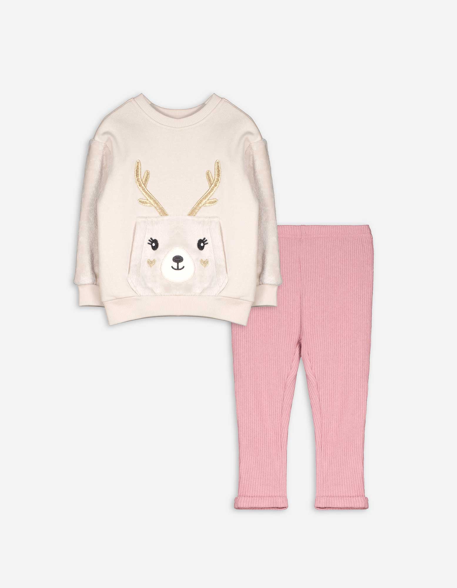 Baby Set aus Sweatshirt und Leggings - Stickereien - beige, Takko, beige