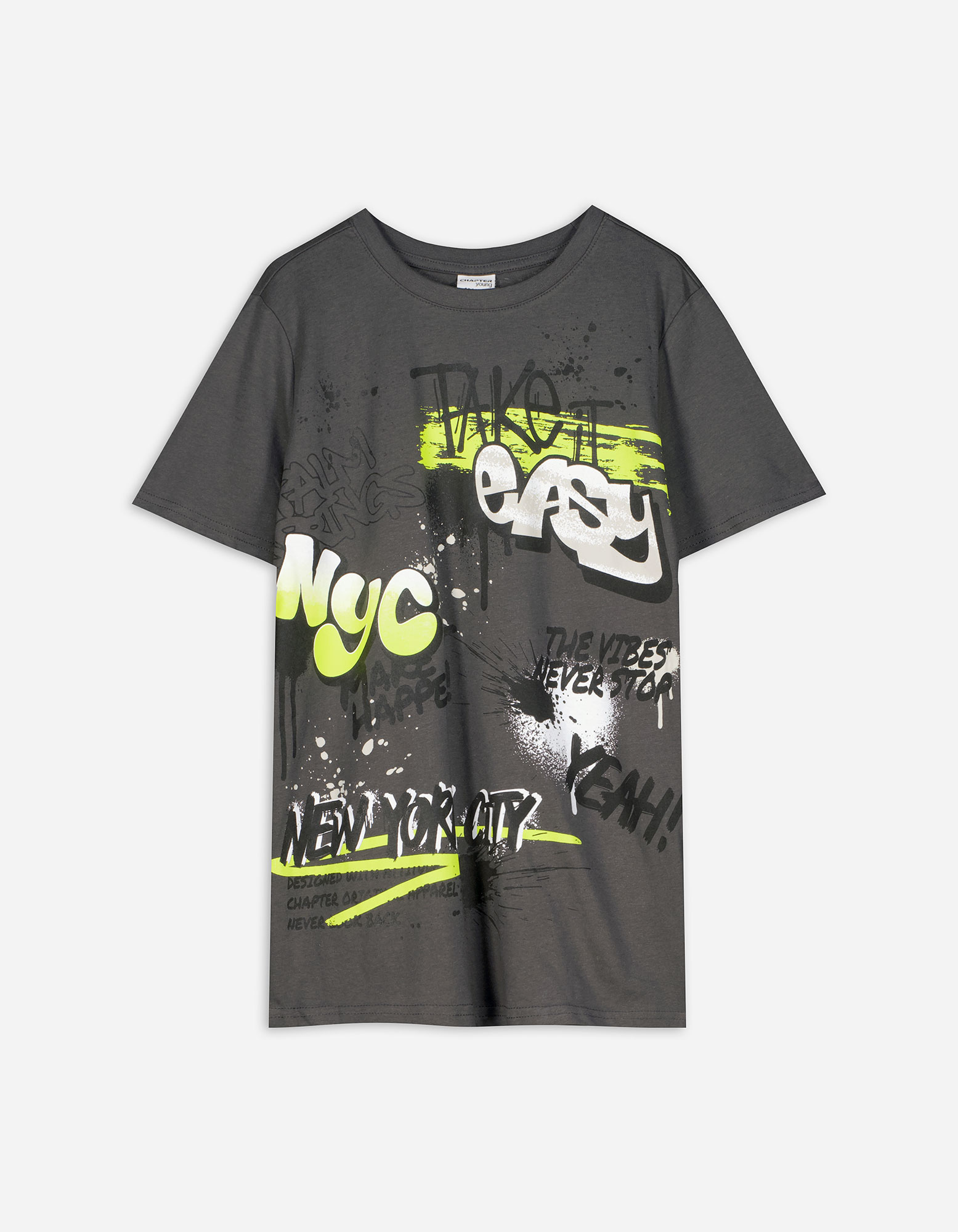 Kinder T-Shirt - Frontprint - dunkelgrau, Takko, dunkelgrau