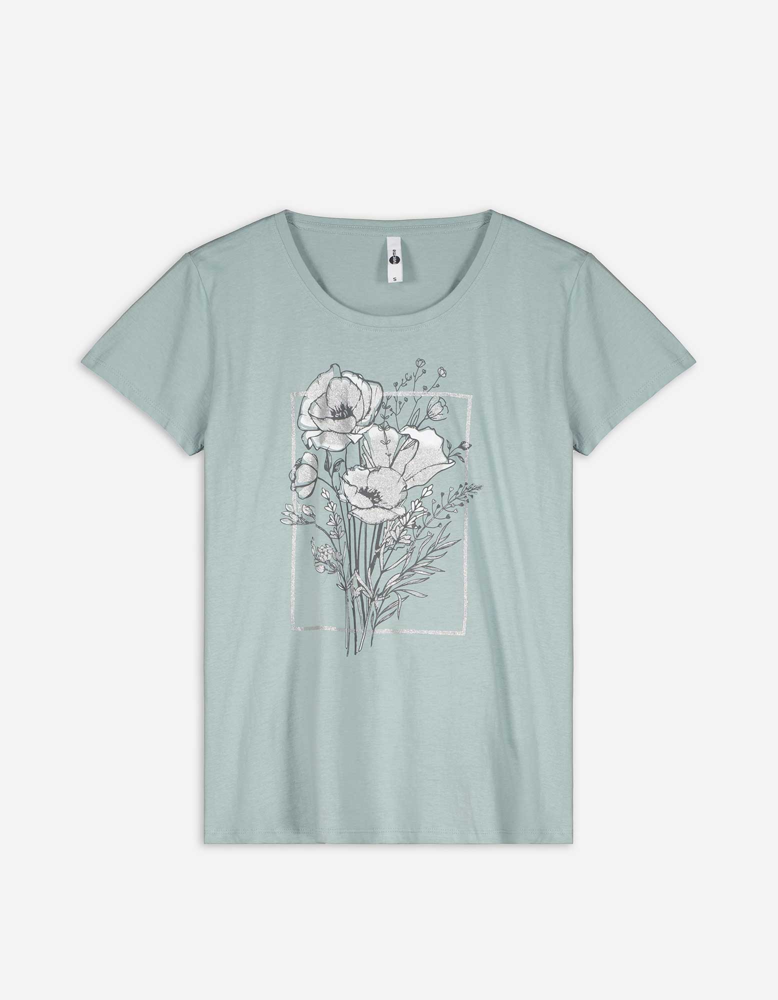 Damen T-Shirt - Glitzerprint, Takko, grün XL