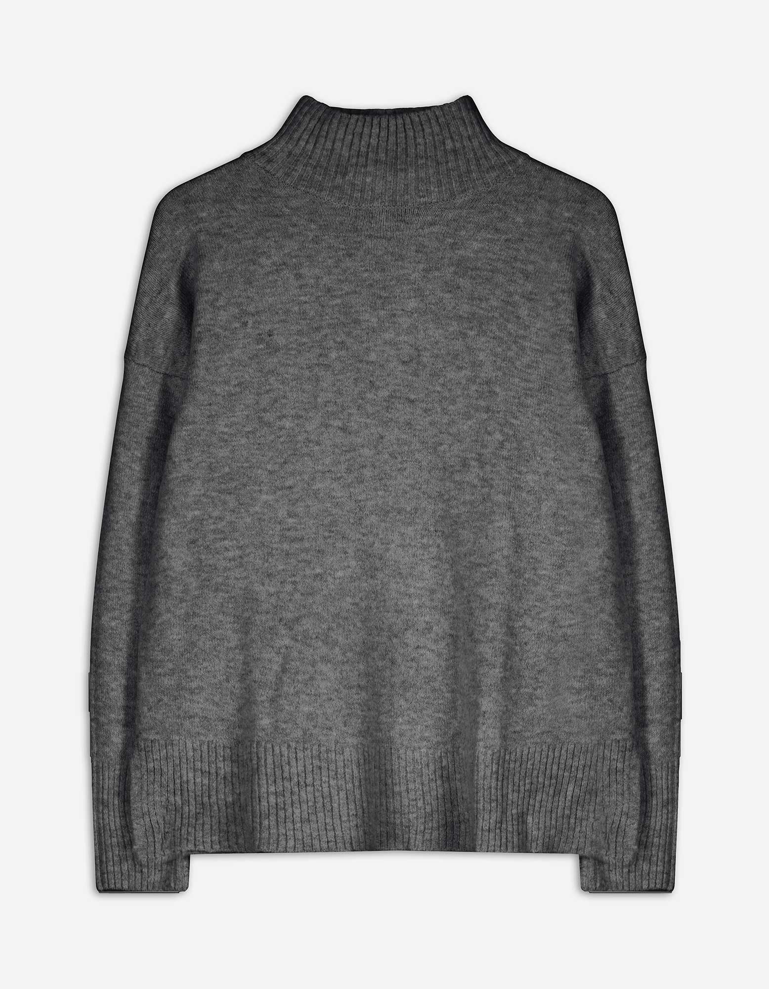 Damen Strickpullover - Mockneck, Takko, dunkelgrau XXL