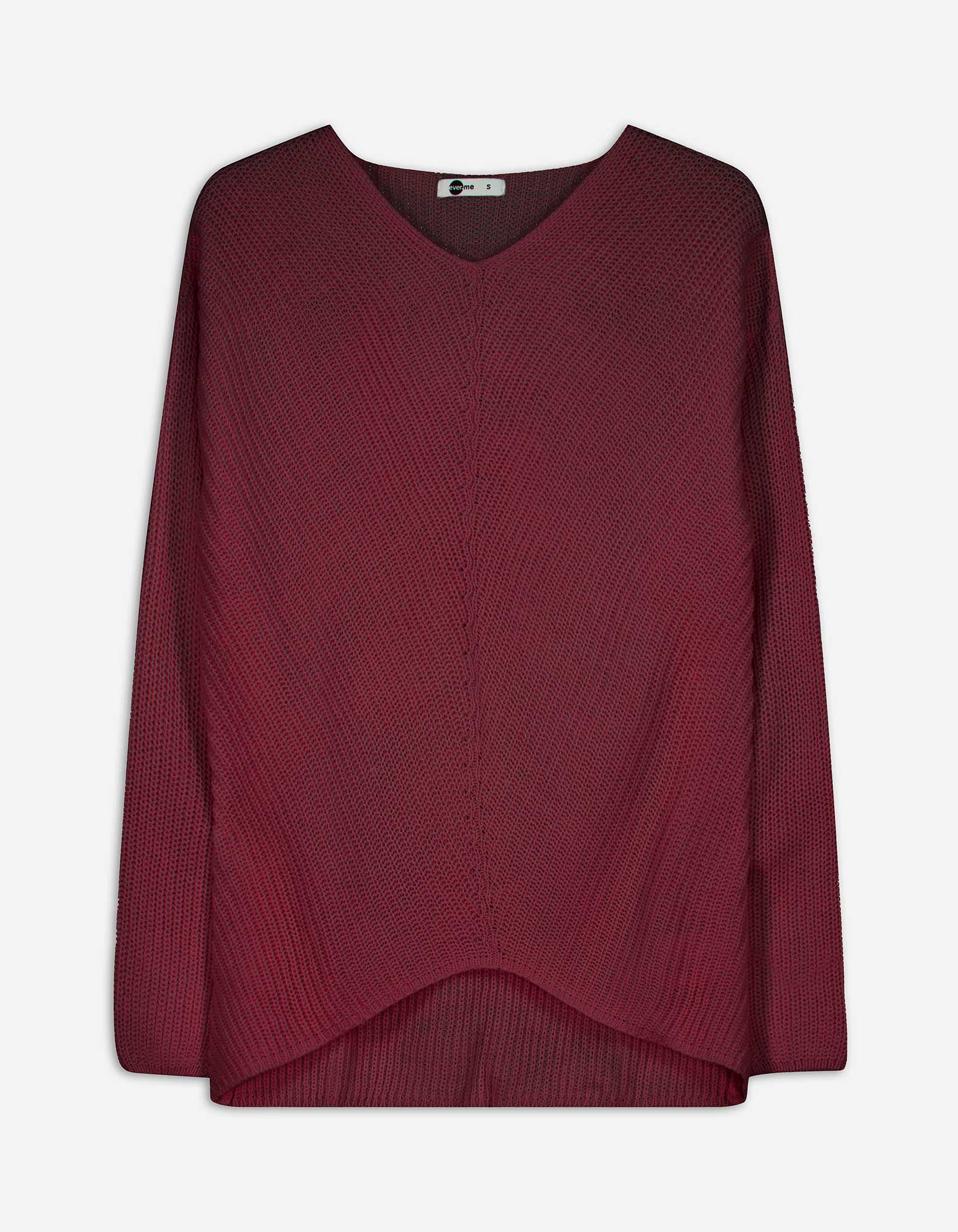 Damen Strickpullover - Verlängerte Rückseite, Takko, dunkelrot XL