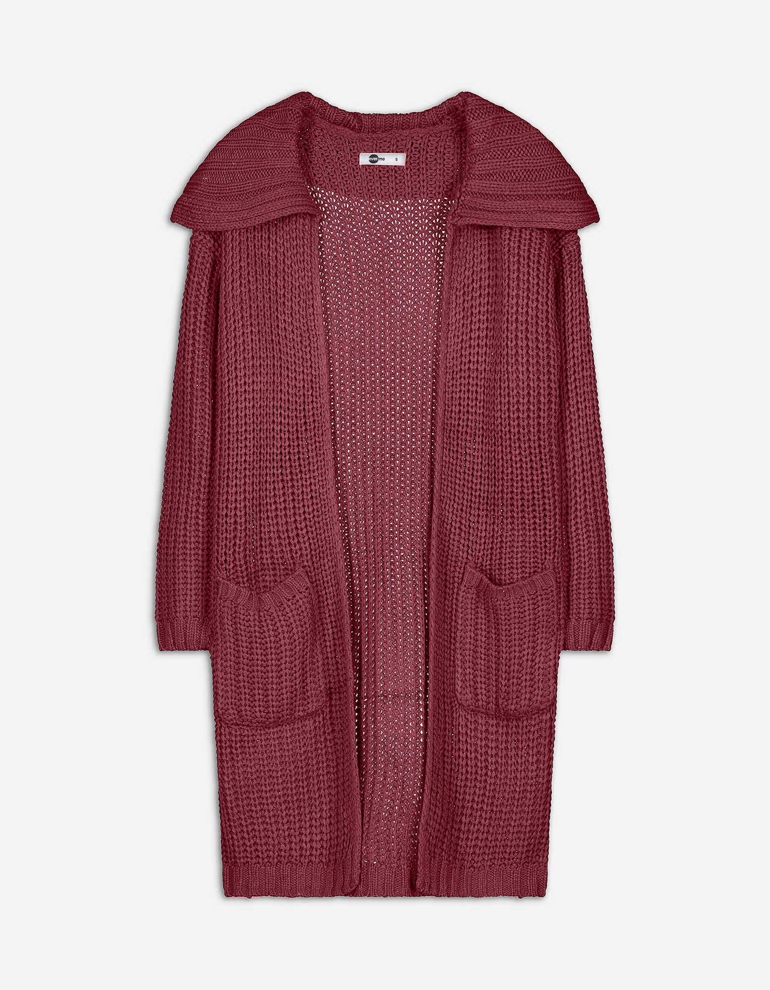 Damen Longcardigan - Grobstrick, Takko, dunkelrot XXL