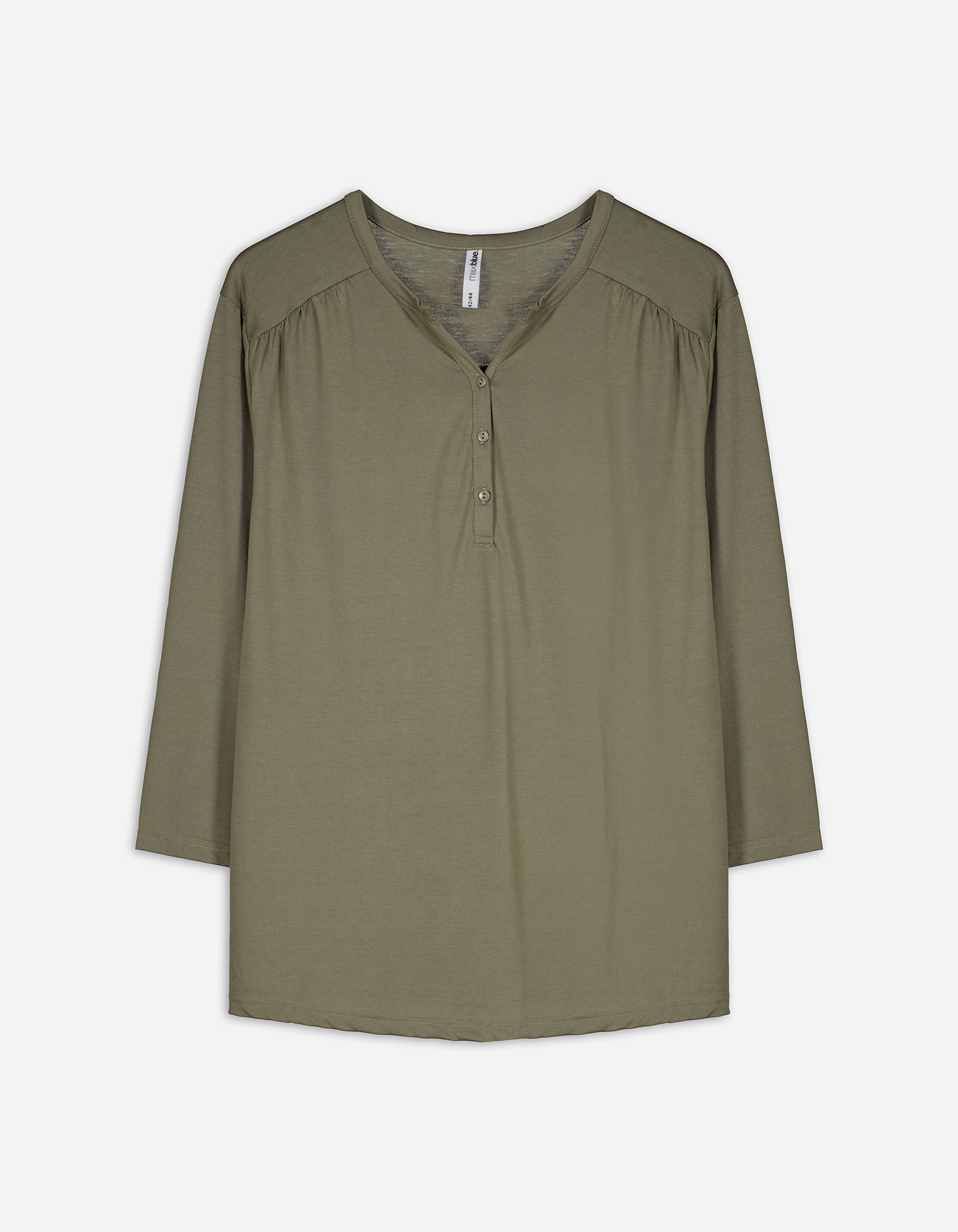 Damen Langarmshirt - Serafino-Ausschnitt, Takko, dunkelgrün, 54/56