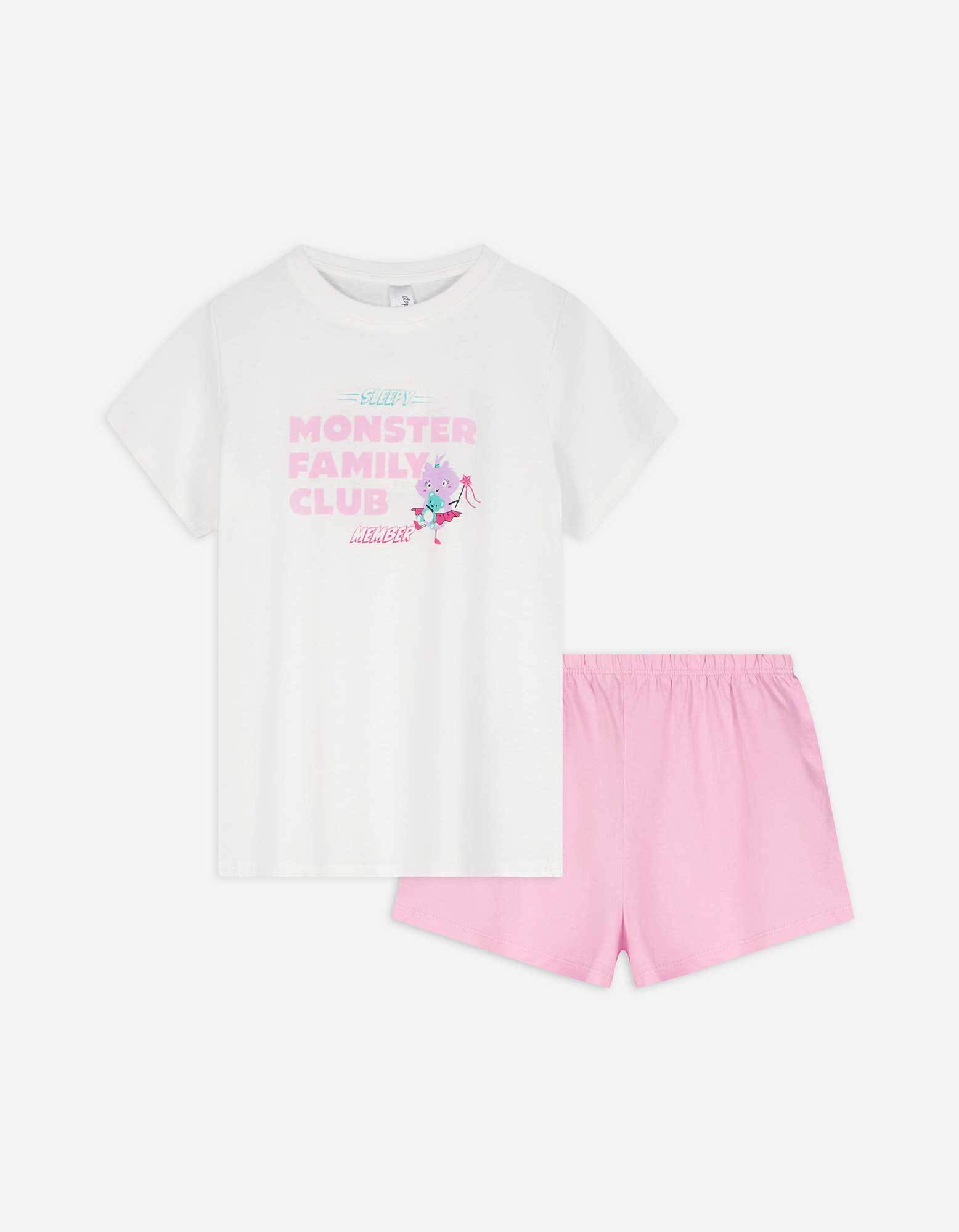 Kinder Pyjama Set aus Shirt und Shorts - Print, Takko, weiß