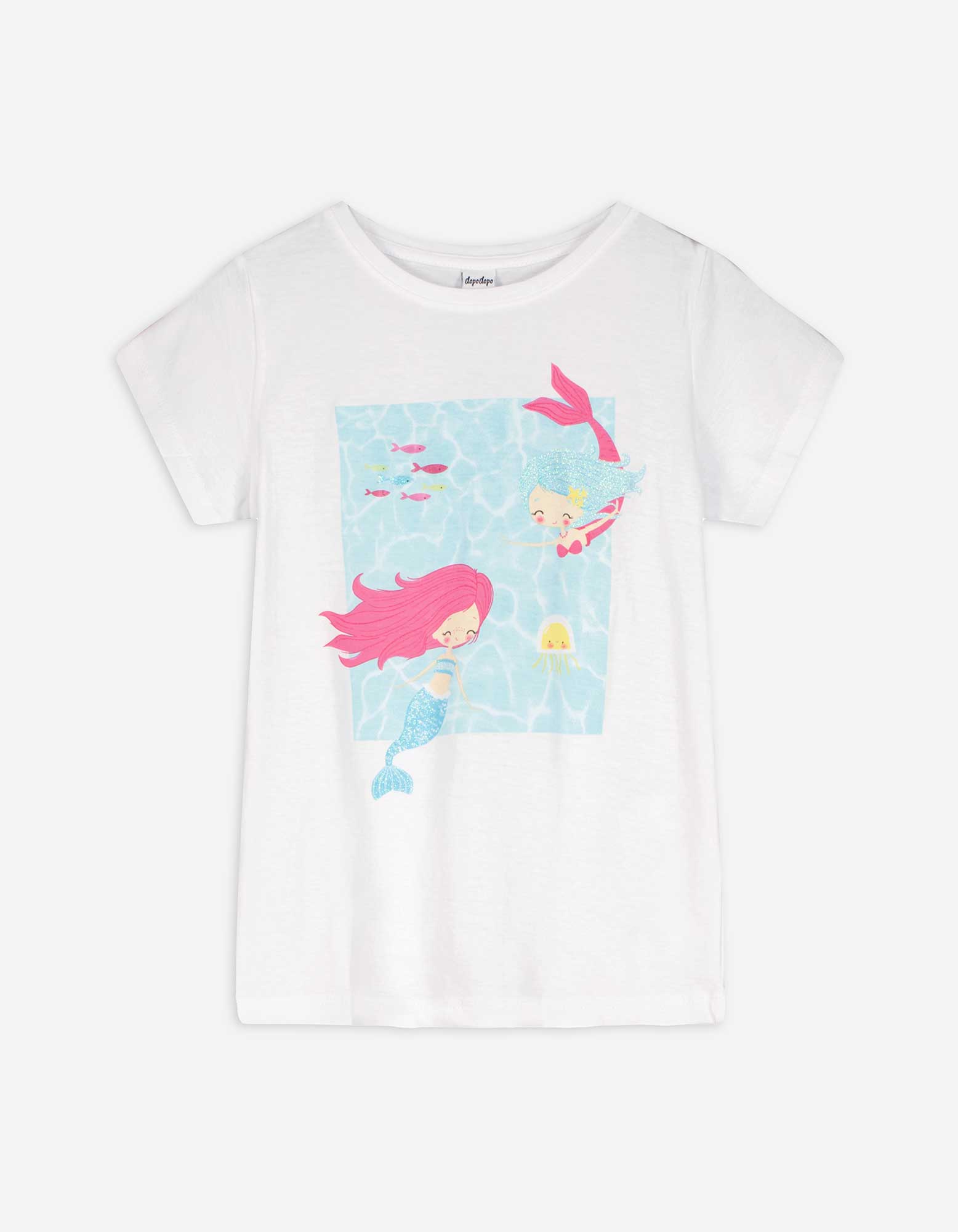 Kinder T-Shirt - Glitzerprint, Takko, weiß