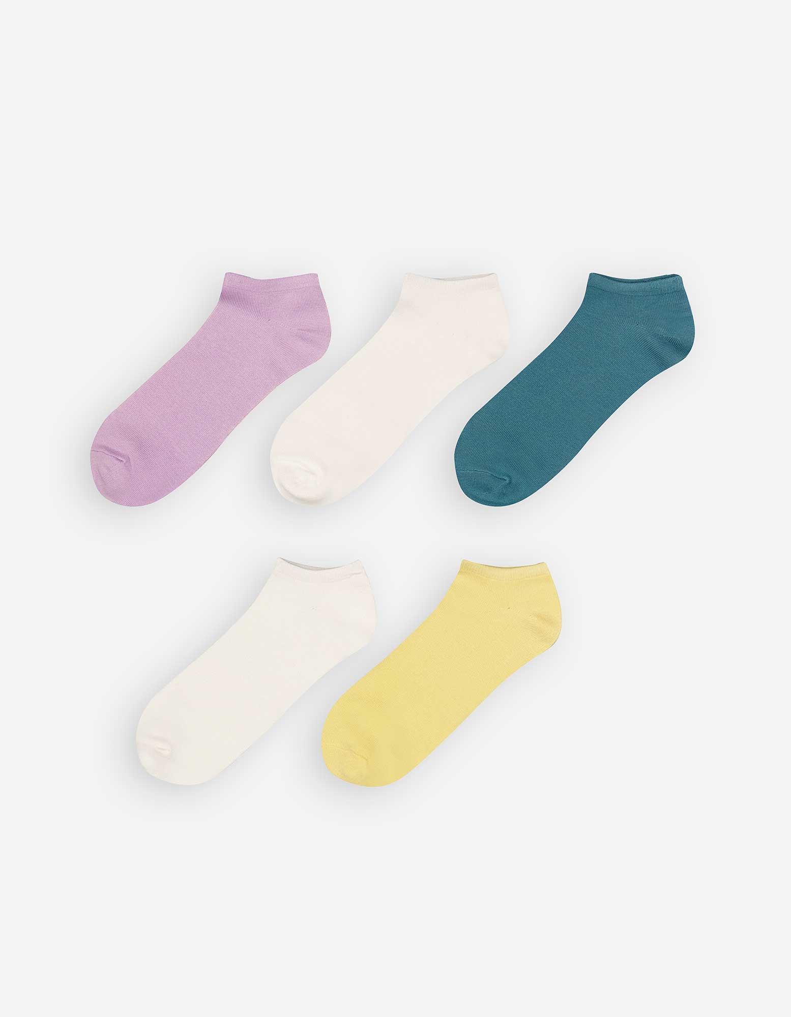 Damen Sneakersocken - 5er-Pack, Takko, hellgelb 35-38