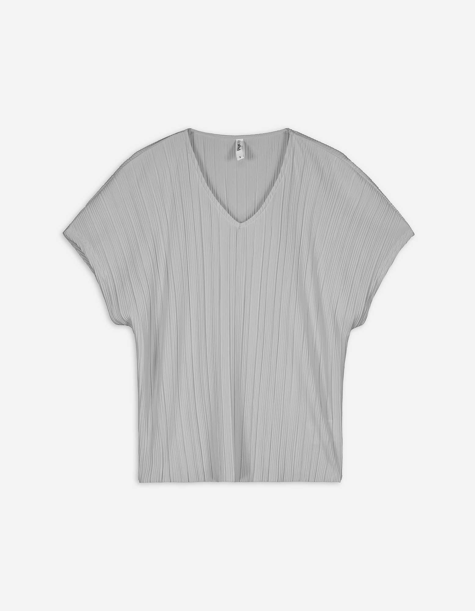 Damen T-Shirt - Plisseefalten, Takko, grau M