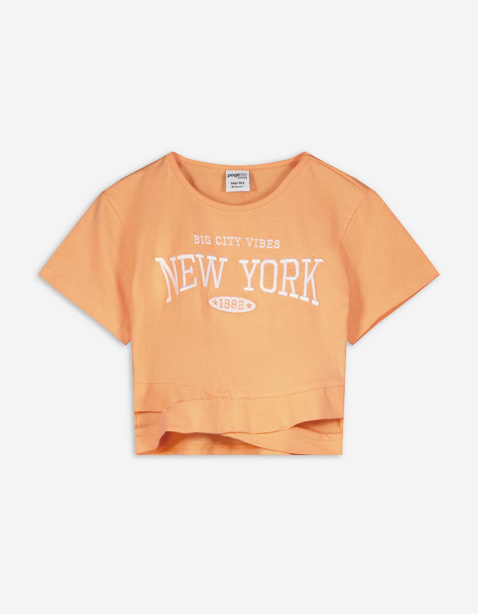 Kinder Cropped Shirt - Stickereien, Takko, orange