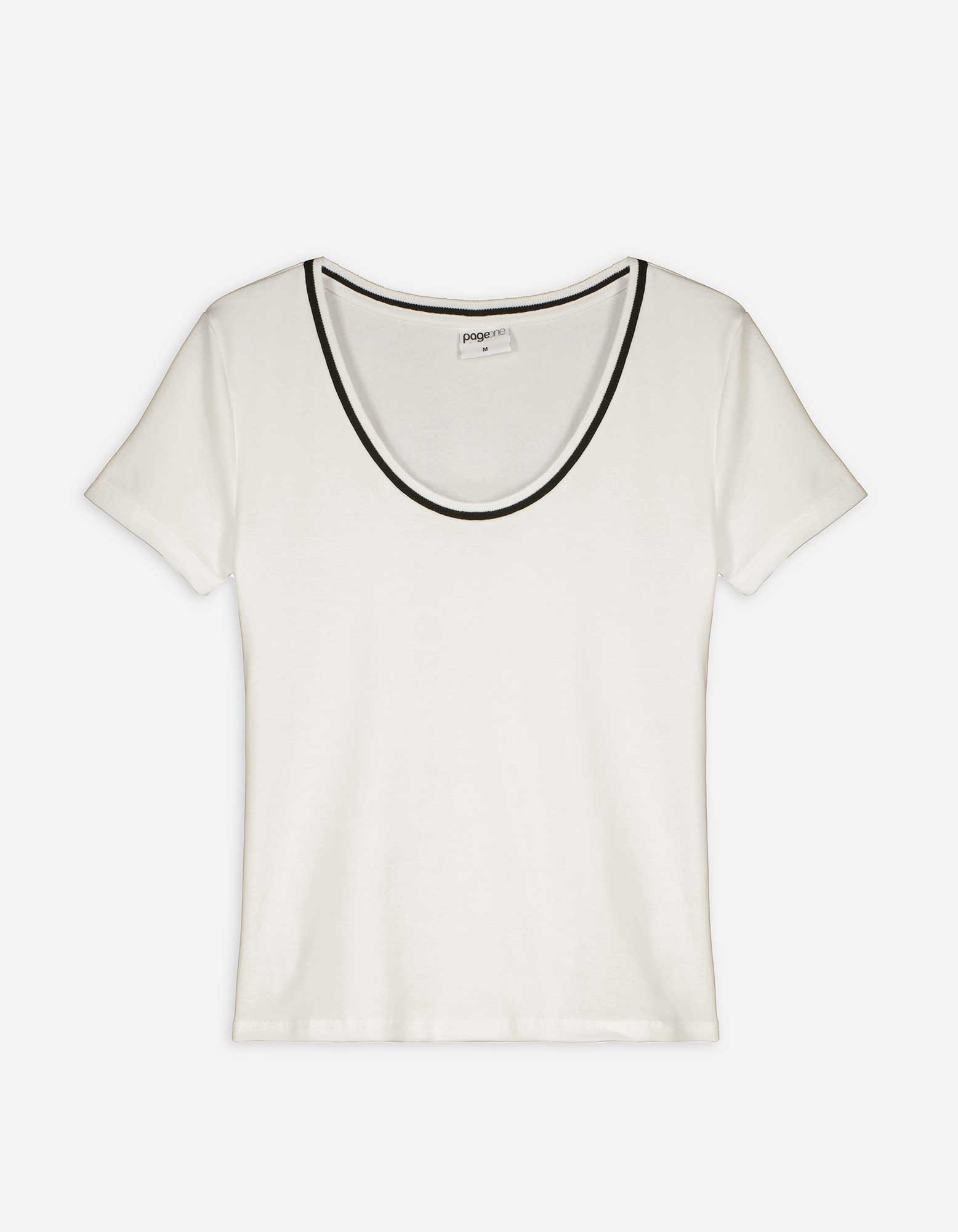 Damen T-Shirt - Kontraststreifen - weiß, Takko, weiß XL