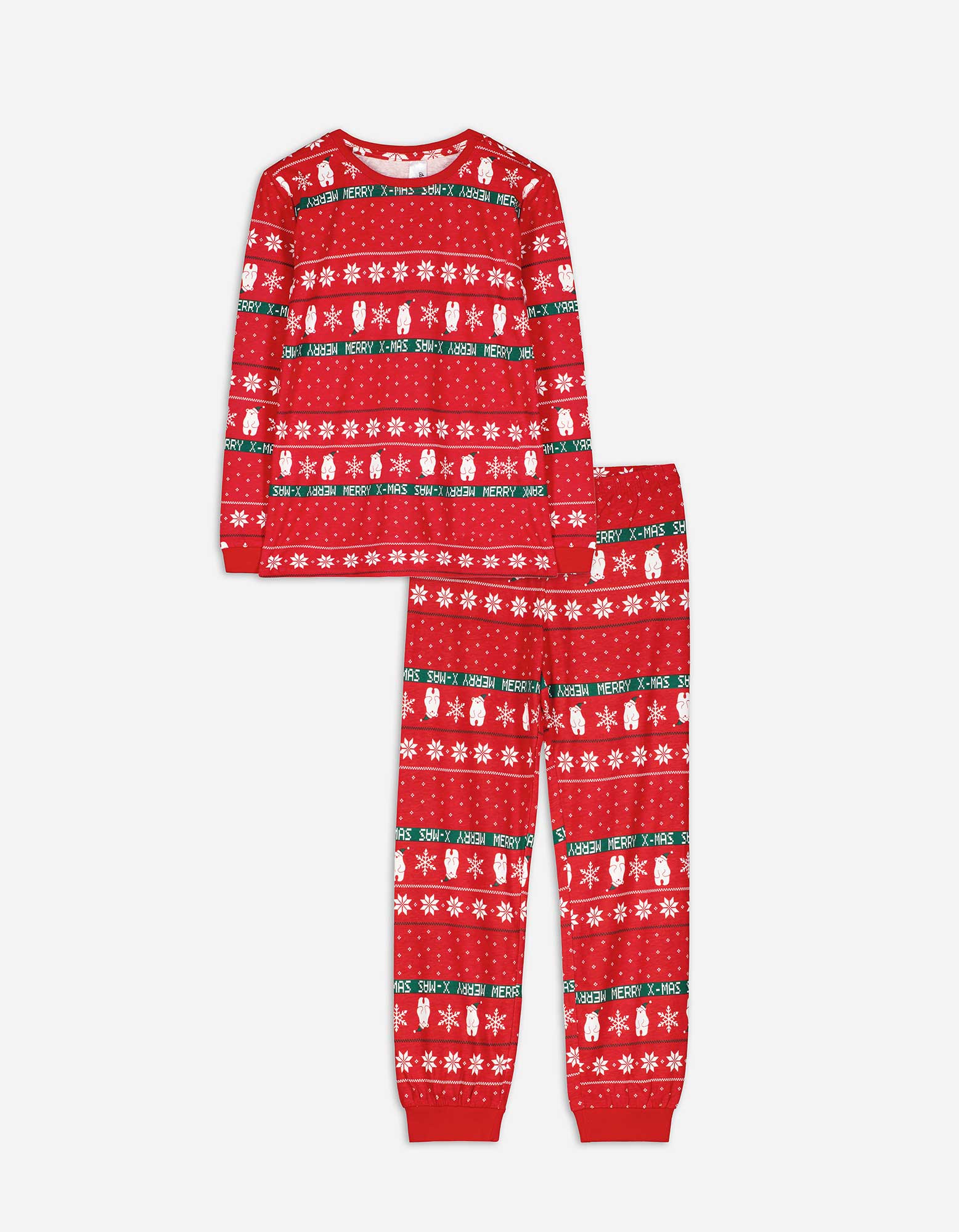 Damen Pyjama Set aus Langarmshirt und Hose  - Christmas - rot, Takko, rot M