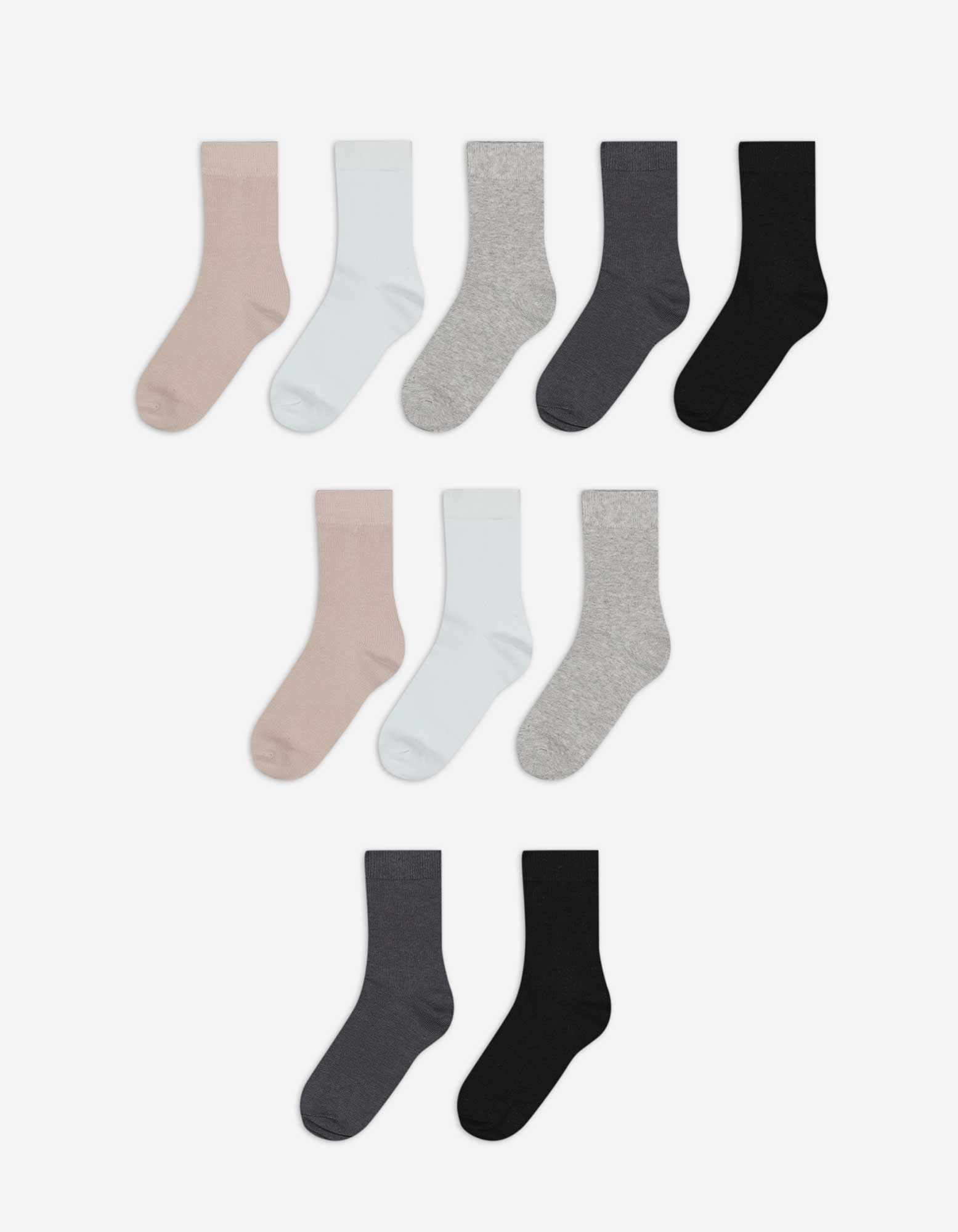 Kinder Socken - 10er-Pack, Takko, hellgrau 39-42