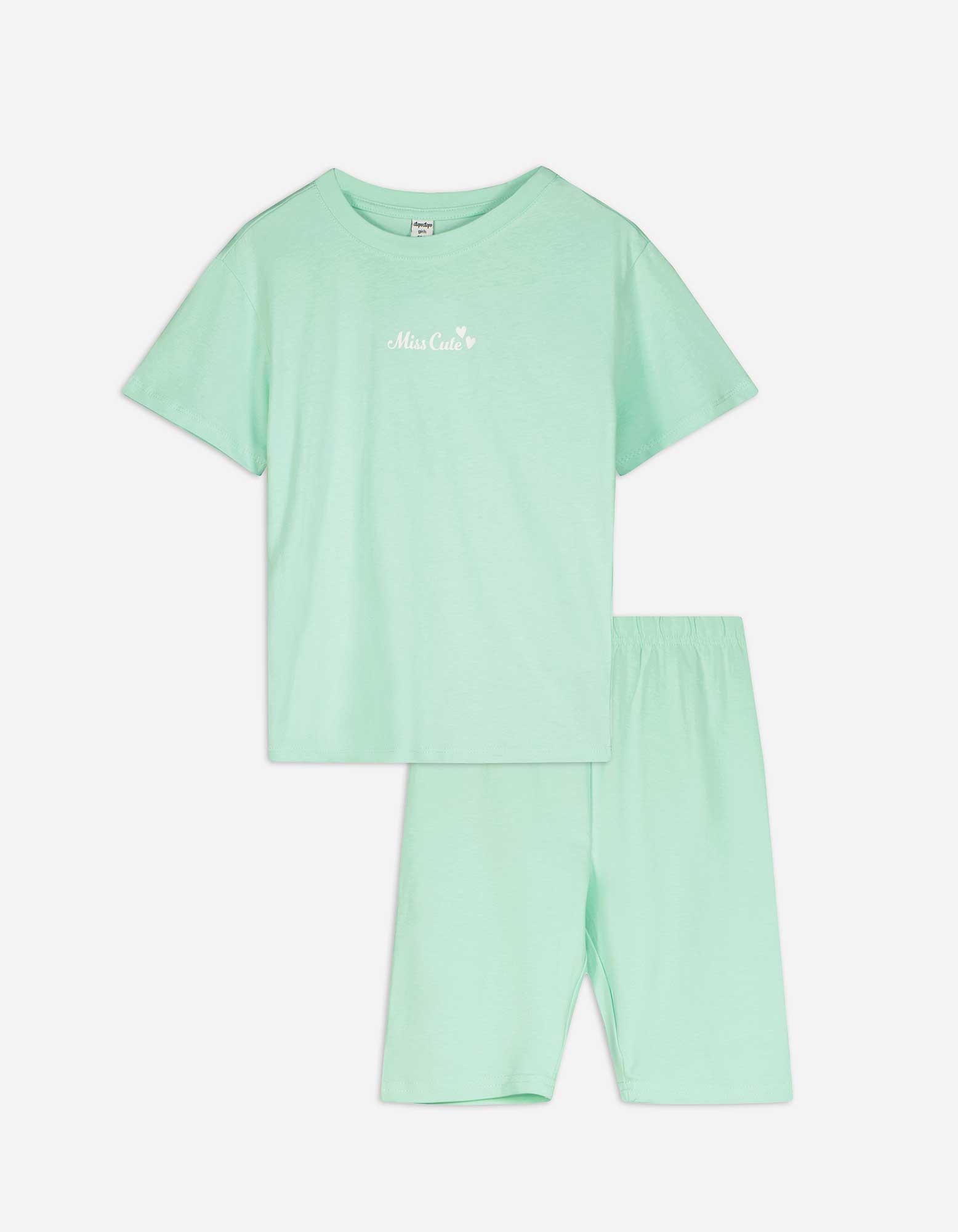 Kinder Set aus T-Shirt und Shorts - Print, Takko, hellgrün