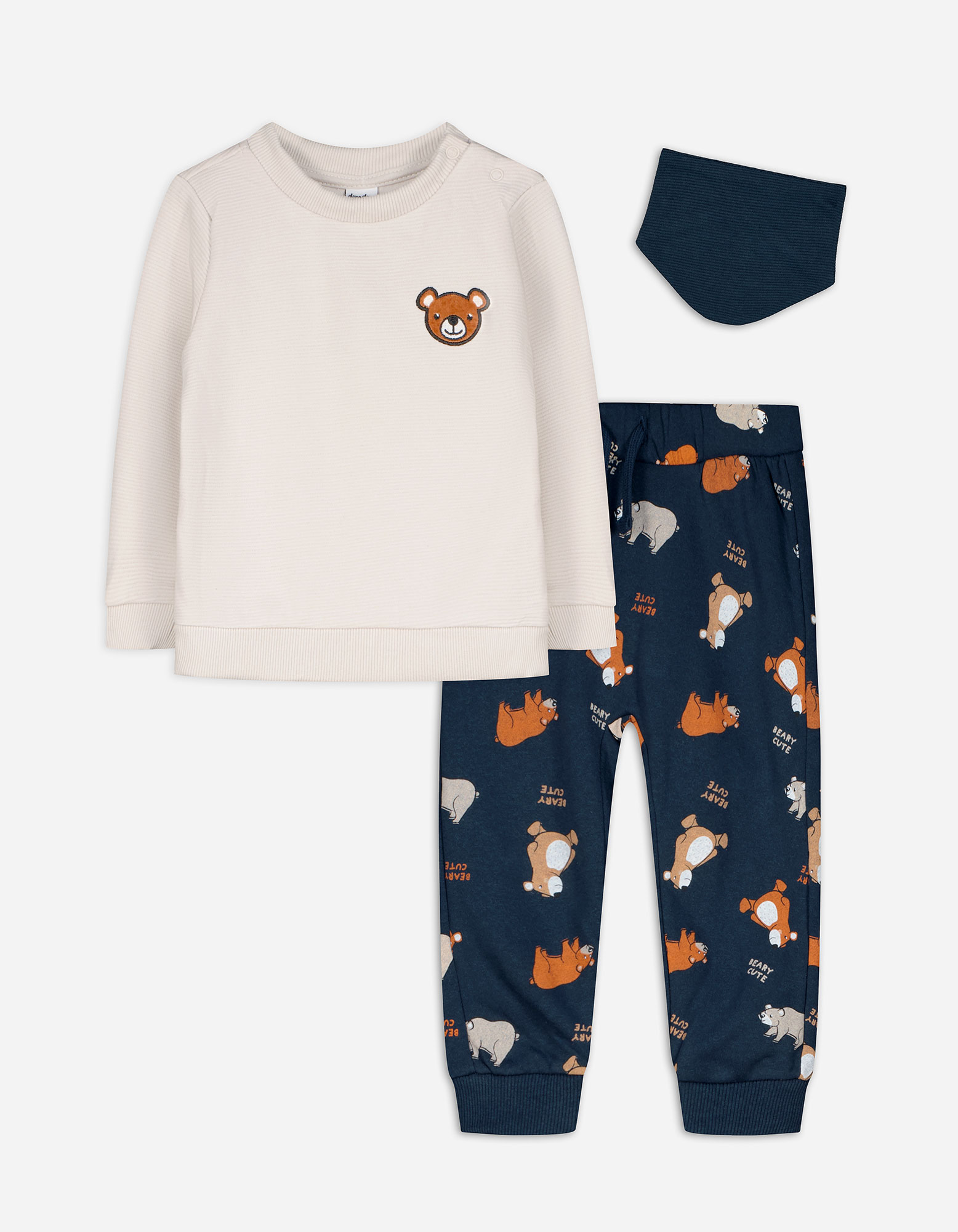 Baby Set aus Sweatshirt und Hose - Allover-Print, Takko, weiß