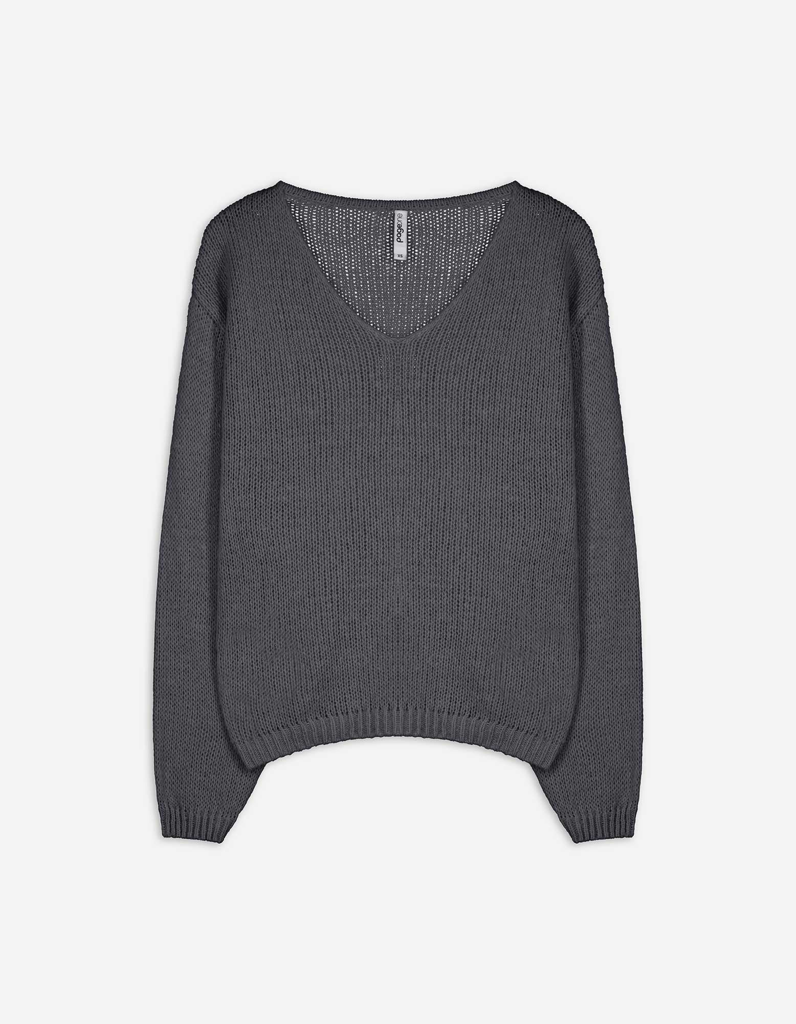 Damen Strickpullover - V-Ausschnitt - grau, Takko, grau S